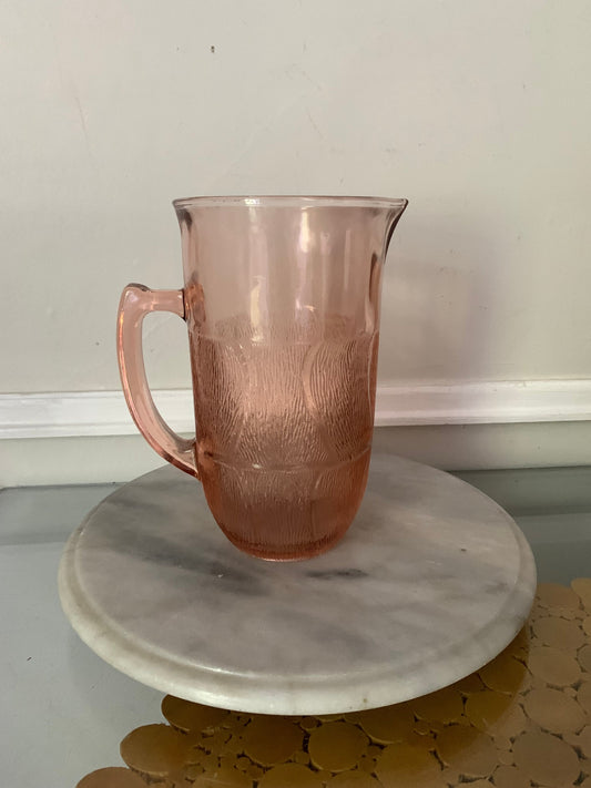 Small Retro Arocoroc Luminarc Textured Bright Pink Glass Pitcher