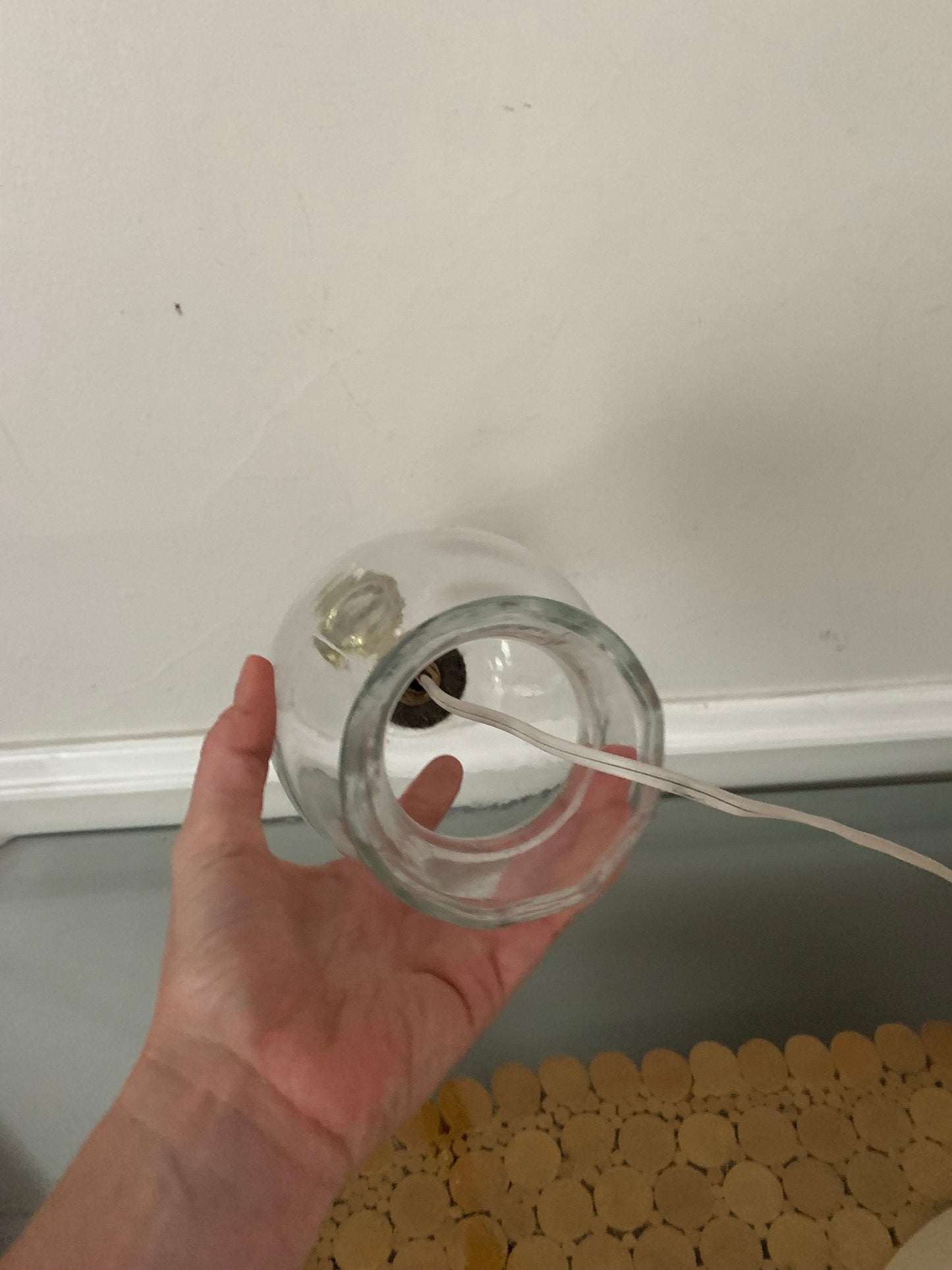 Small Vintage Clear Glass Table Lamp No Shade