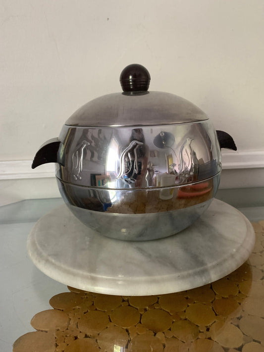 MCM West Bend Chrome Penguin Ice Bucket Made in USA