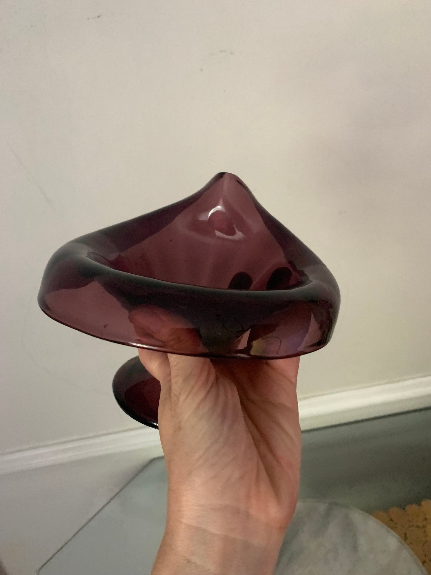 Vintage Purple Rolled Rim Art Glass Bowl