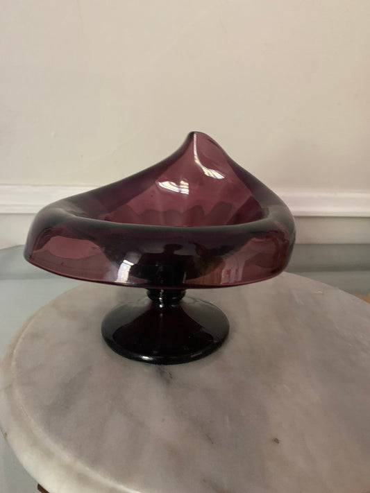 Vintage Purple Rolled Rim Art Glass Bowl