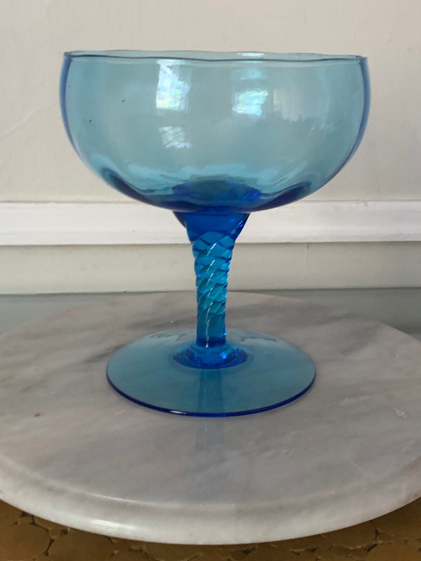 MCM Small Blue Footed Glass Vase