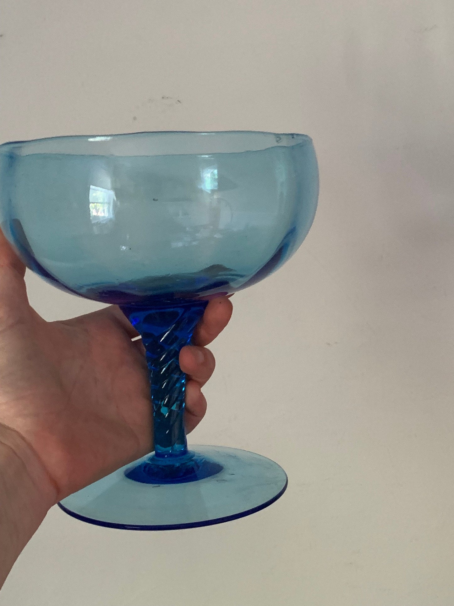 MCM Small Blue Footed Glass Vase