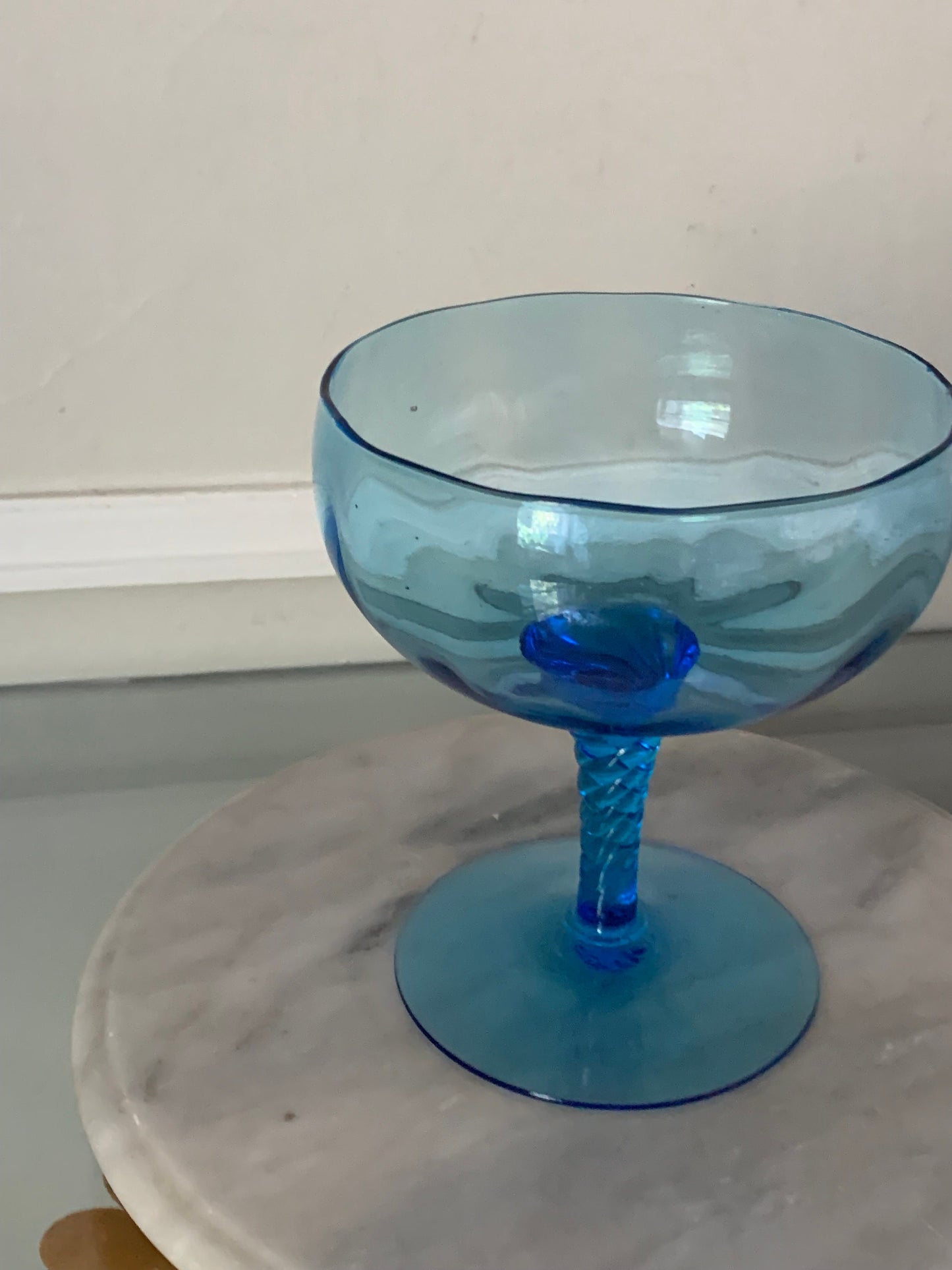 MCM Small Blue Footed Glass Vase