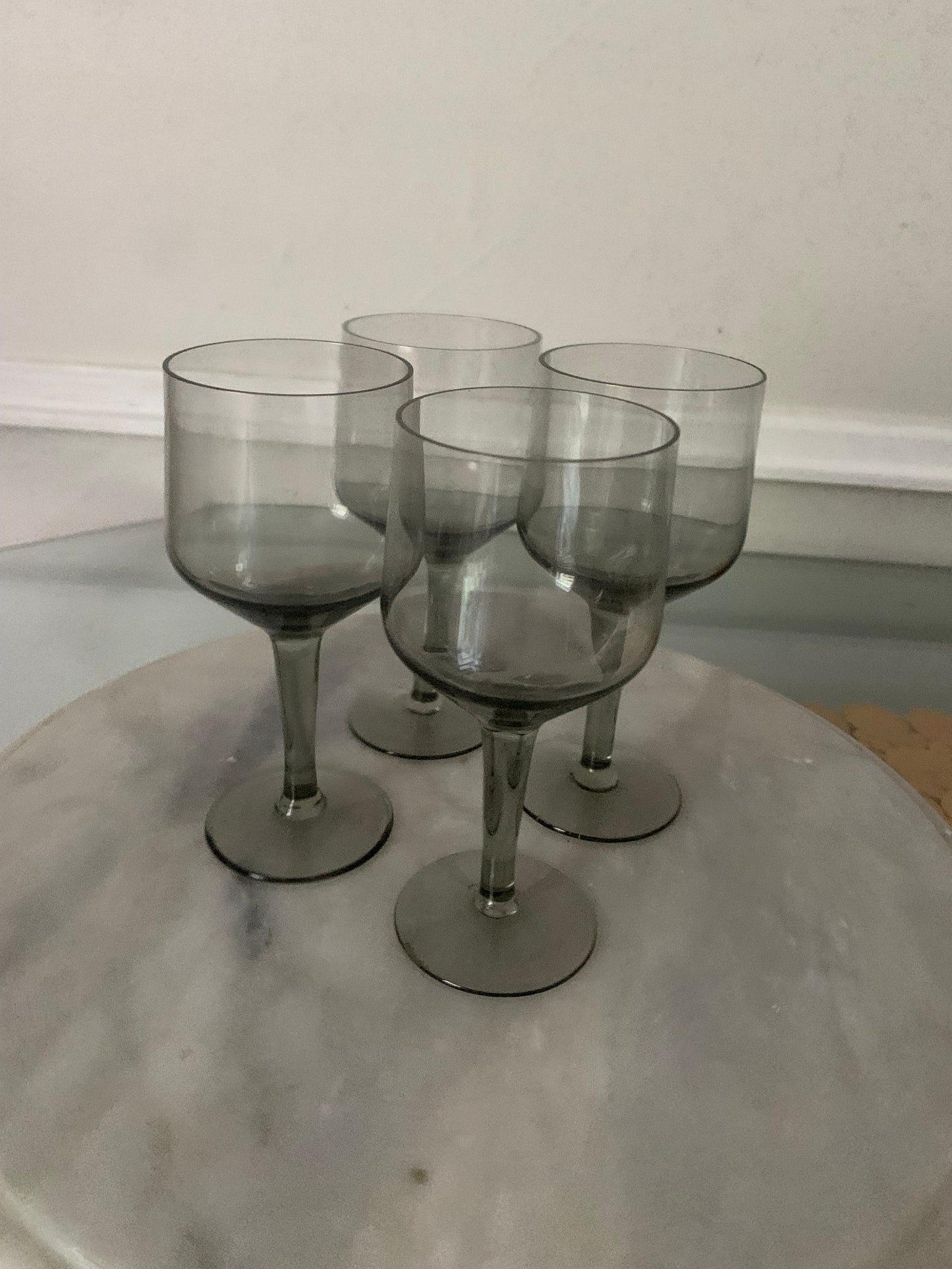 Set of 4 MCM Short Smokey Gray Liqeuer Glasses