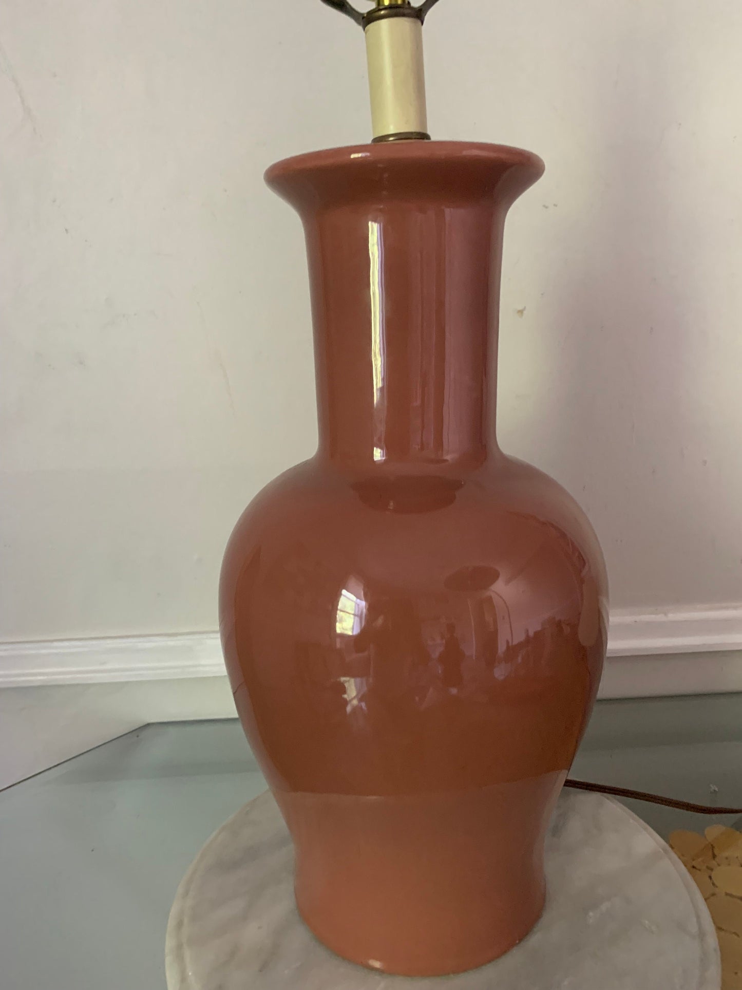 Tall Vintage Terra Cotta Ceramic Ginger Jar Lamps No Shade