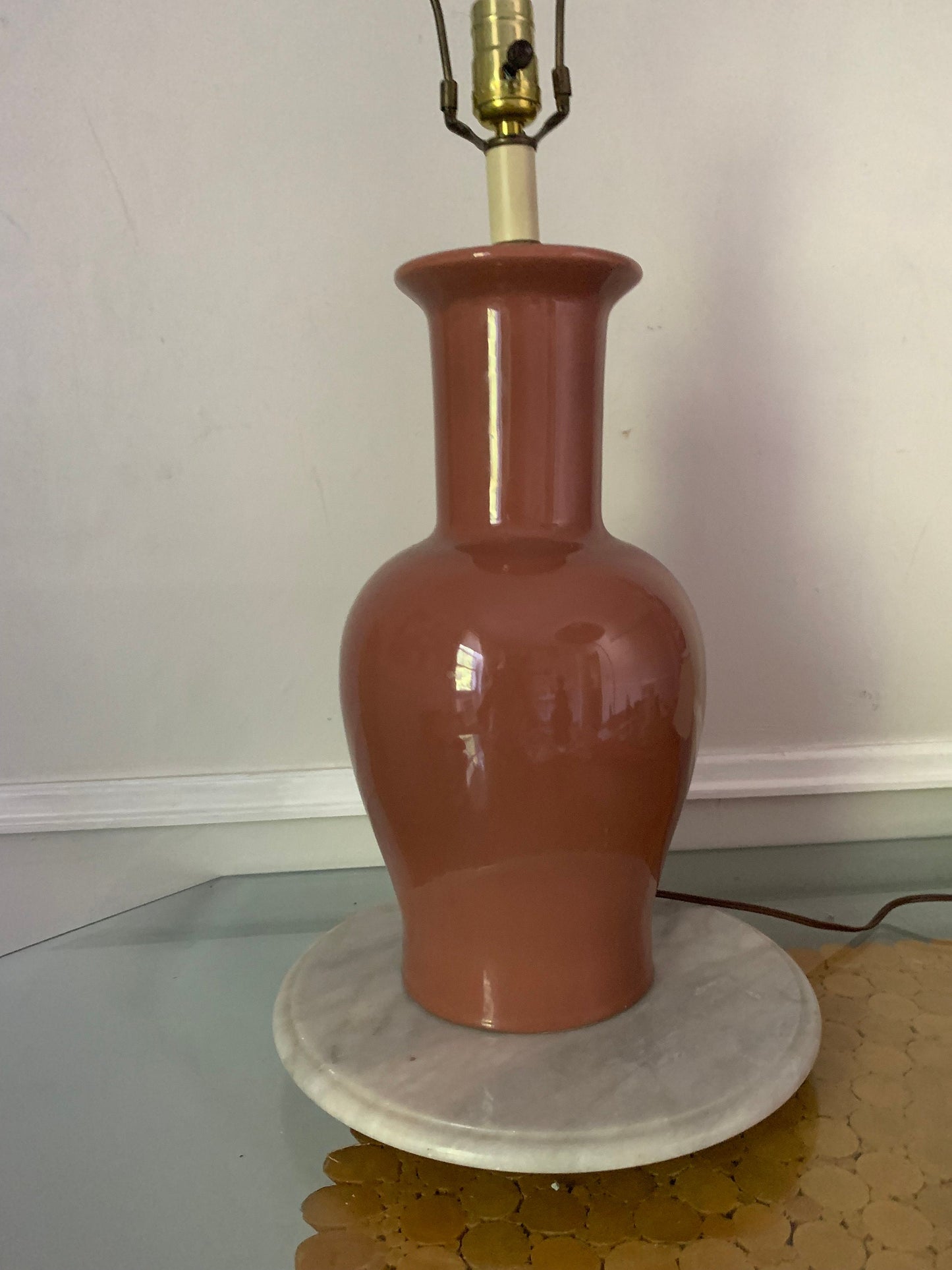 Tall Vintage Terra Cotta Ceramic Ginger Jar Lamps No Shade