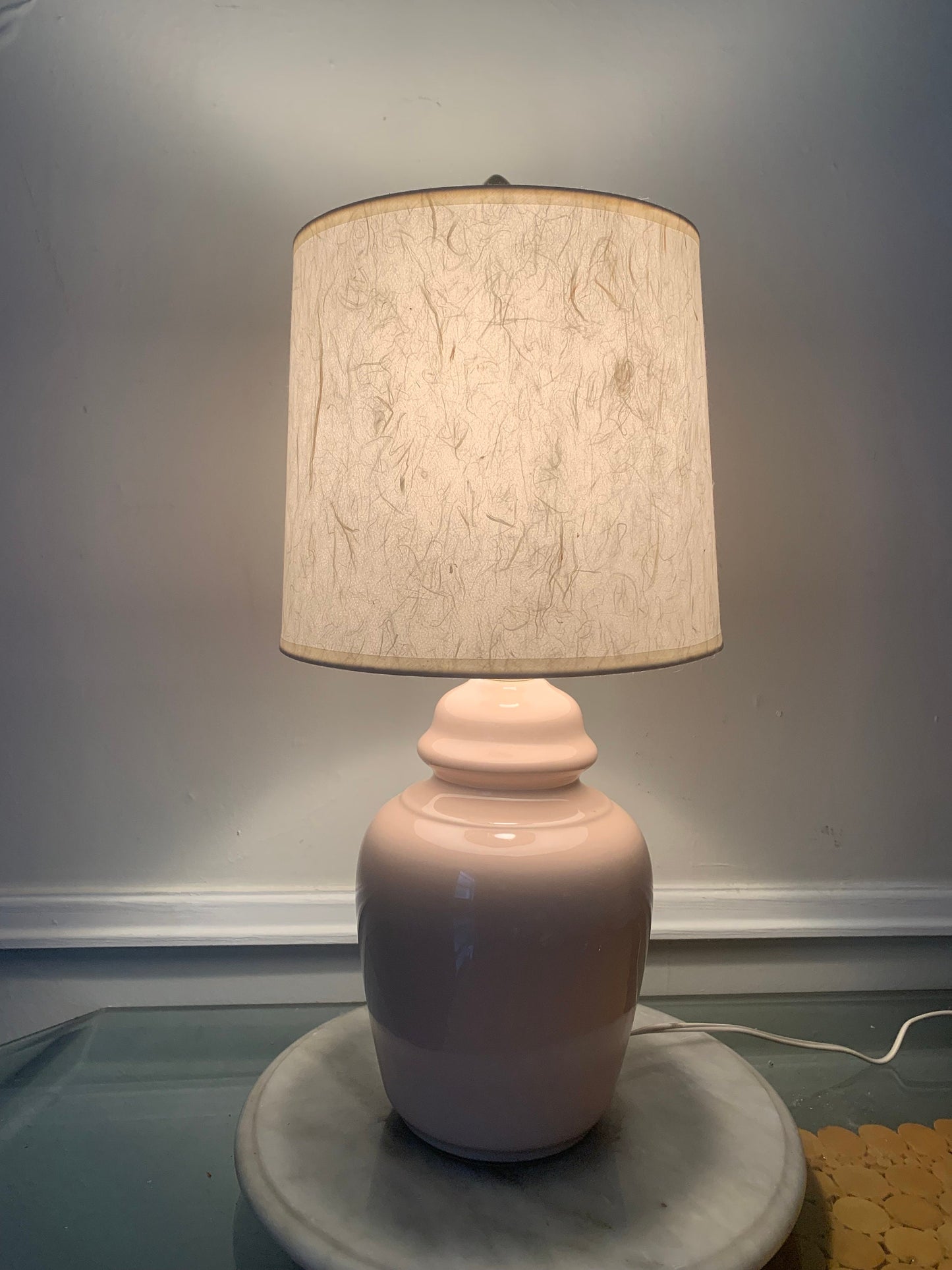 Retro Medium Soft Pink Ceramic Ginger Jar Table Lamp No Shade