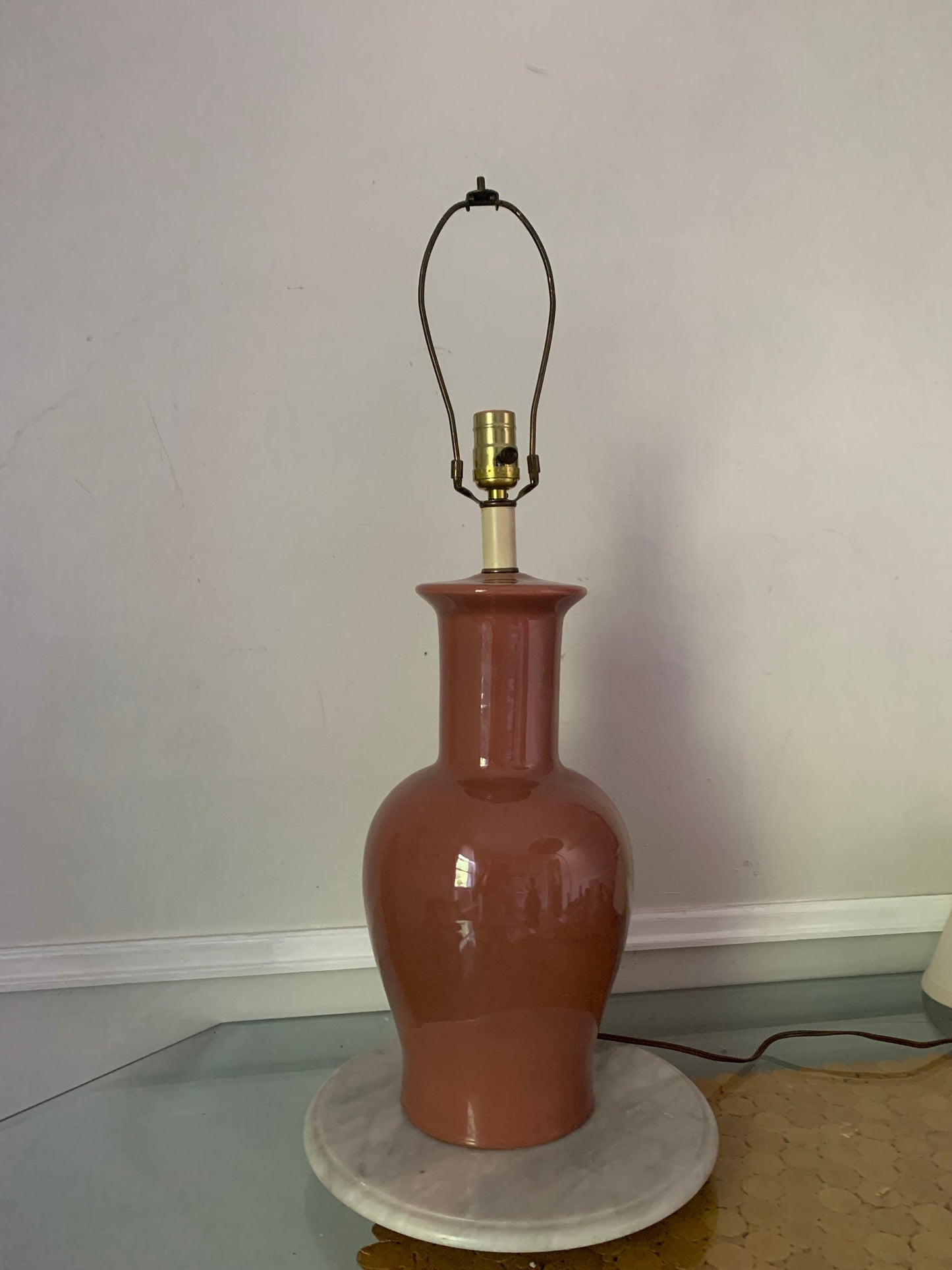 Tall Vintage Terra Cotta Ceramic Ginger Jar Lamps No Shade