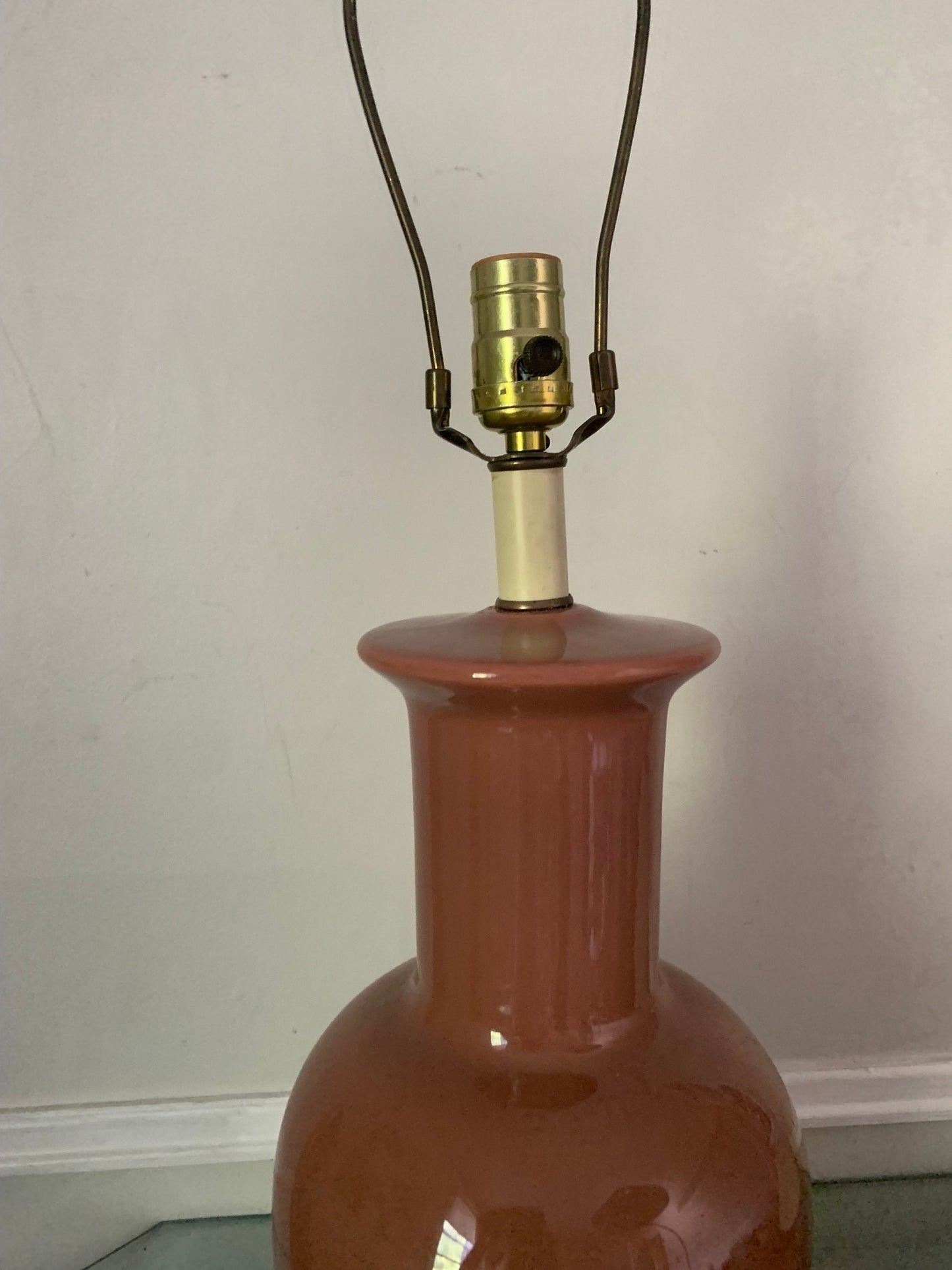 Tall Vintage Terra Cotta Ceramic Ginger Jar Lamps No Shade