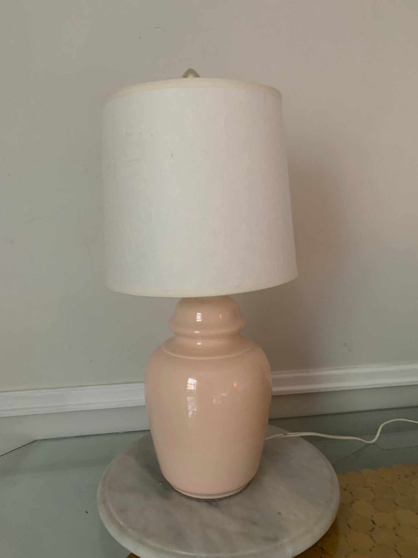 Retro Medium Soft Pink Ceramic Ginger Jar Table Lamp No Shade