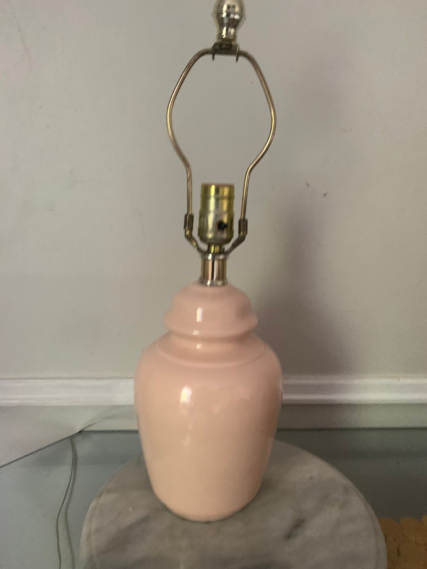 Retro Medium Soft Pink Ceramic Ginger Jar Table Lamp No Shade