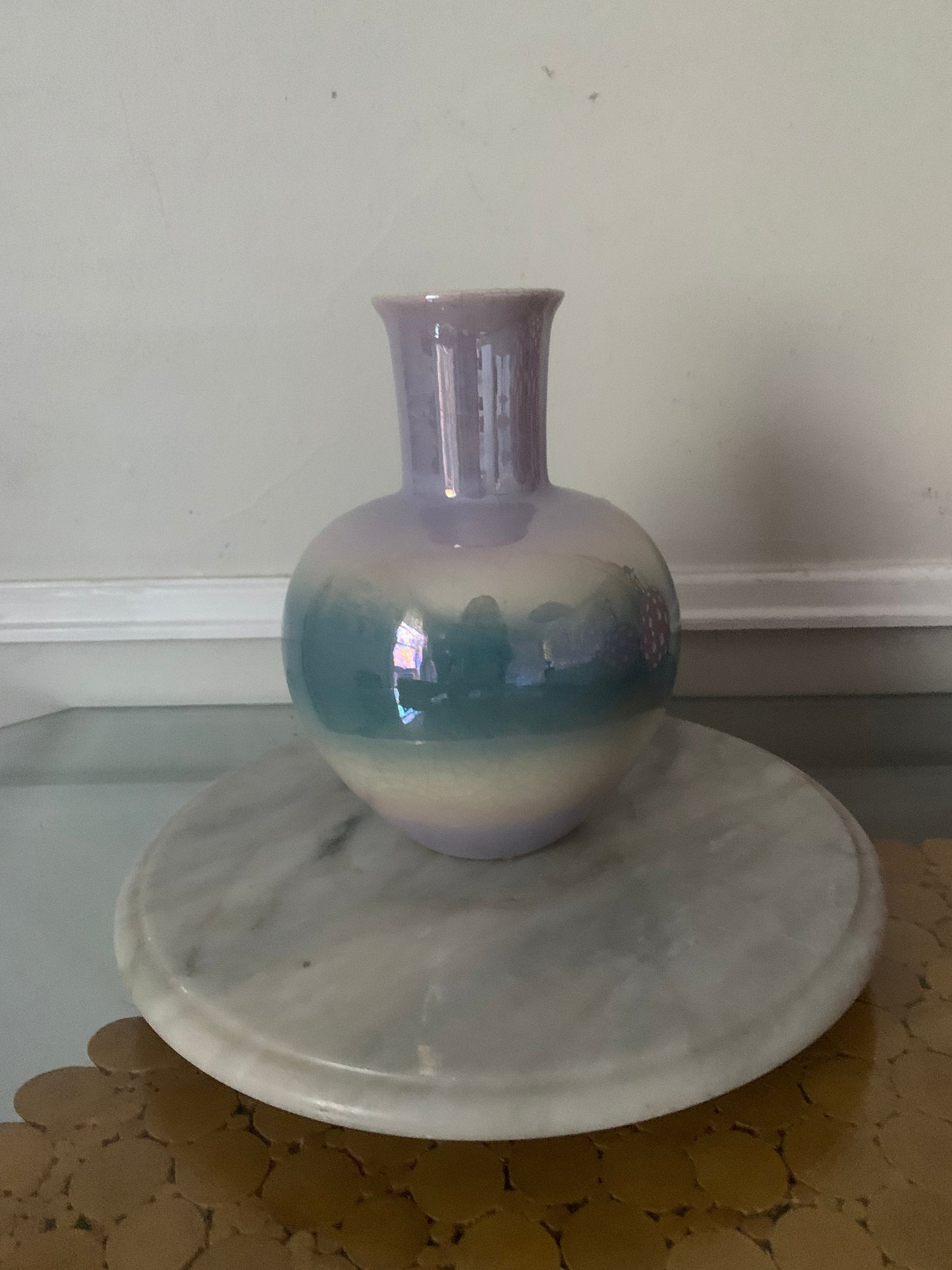 Vintage Iridescent Violet Ceramic Vase