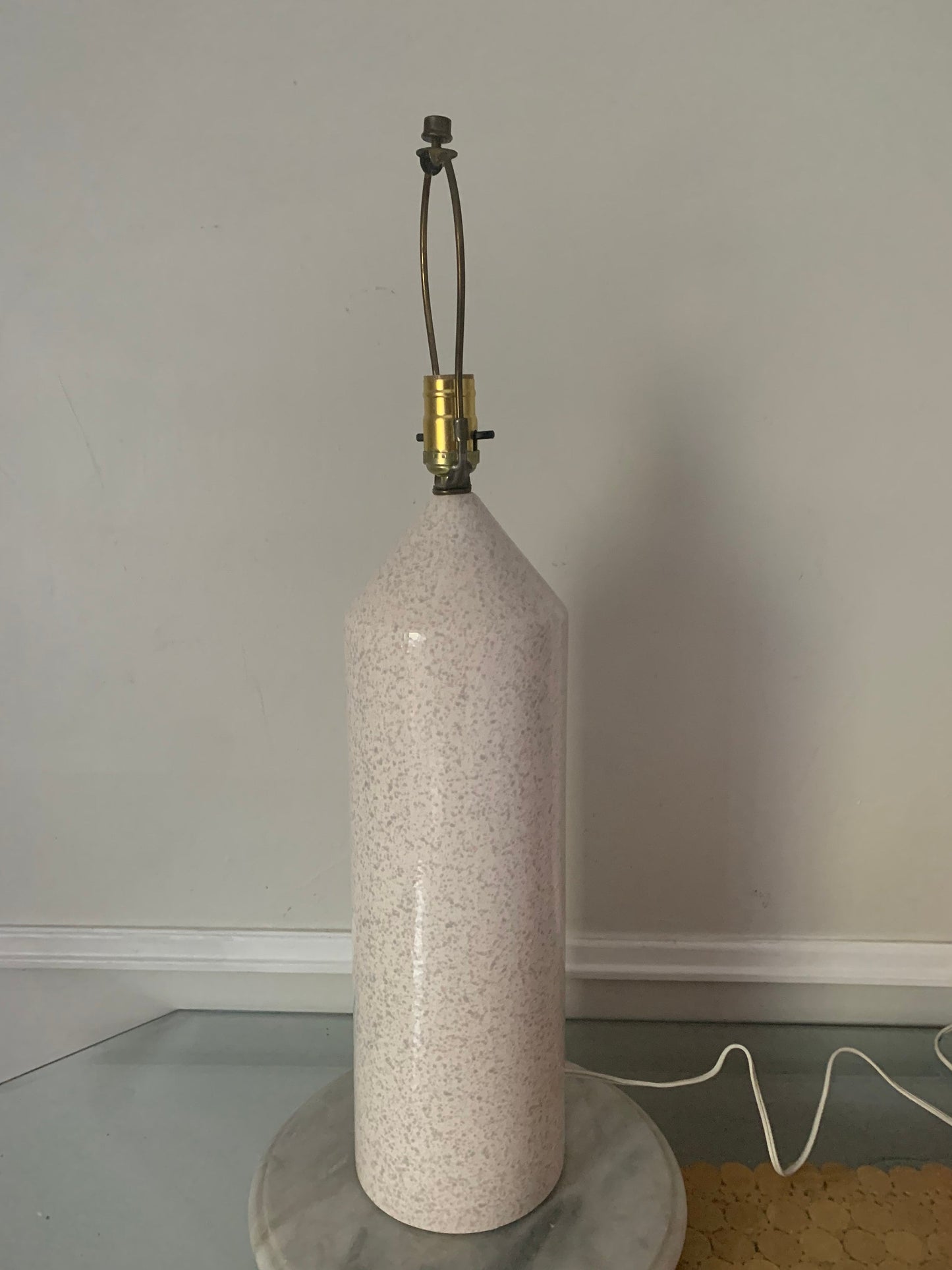 Tall Retro Speckled Pink Column Table Lamp No Shade
