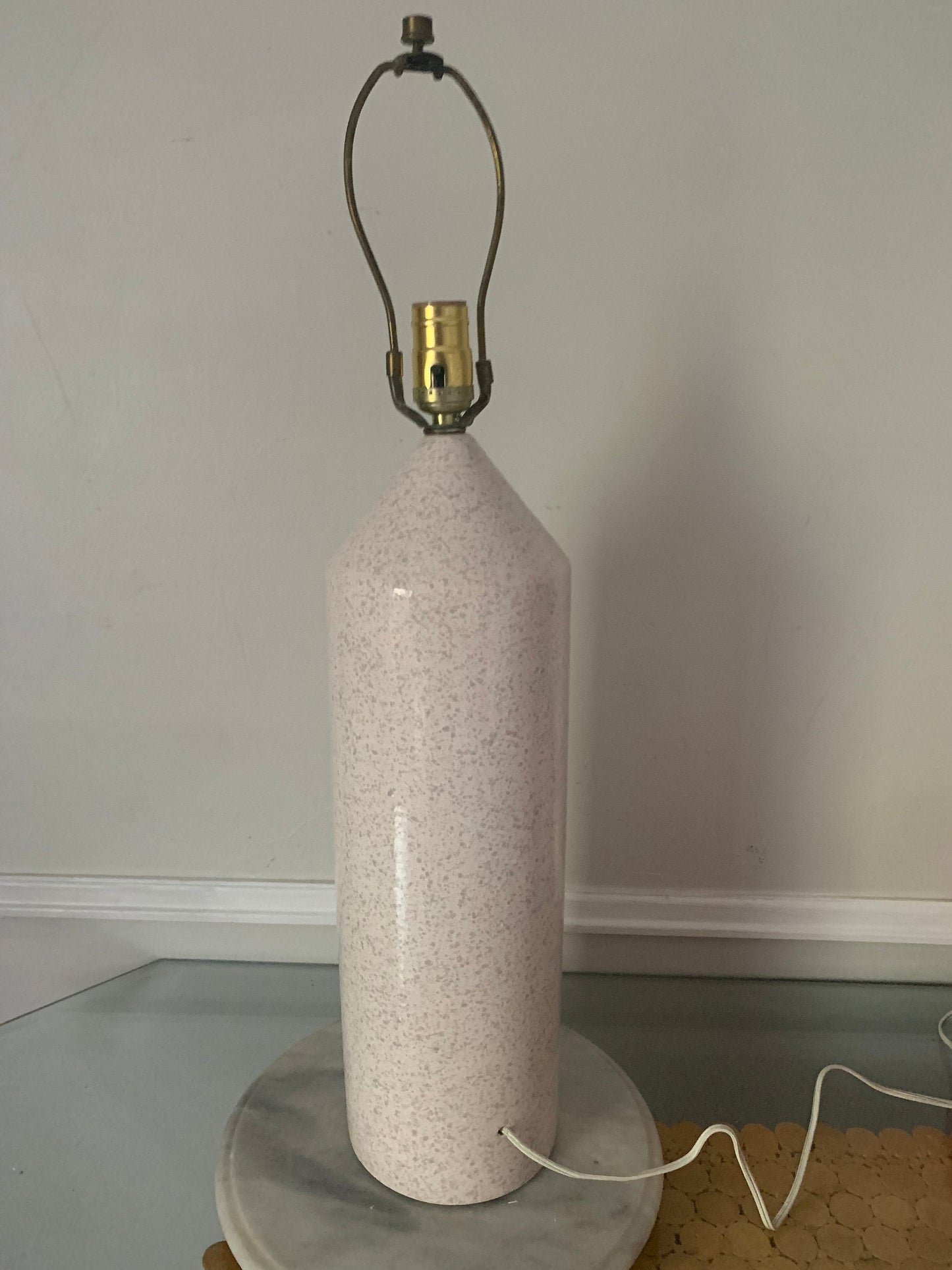 Tall Retro Speckled Pink Column Table Lamp No Shade