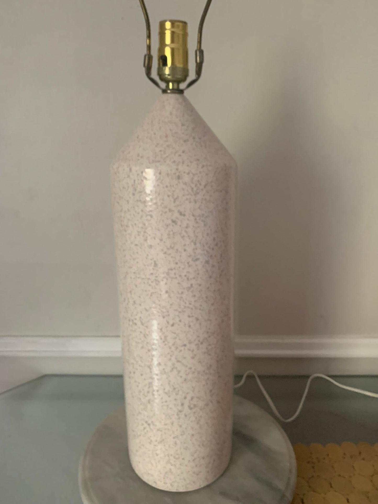 Tall Retro Speckled Pink Column Table Lamp No Shade