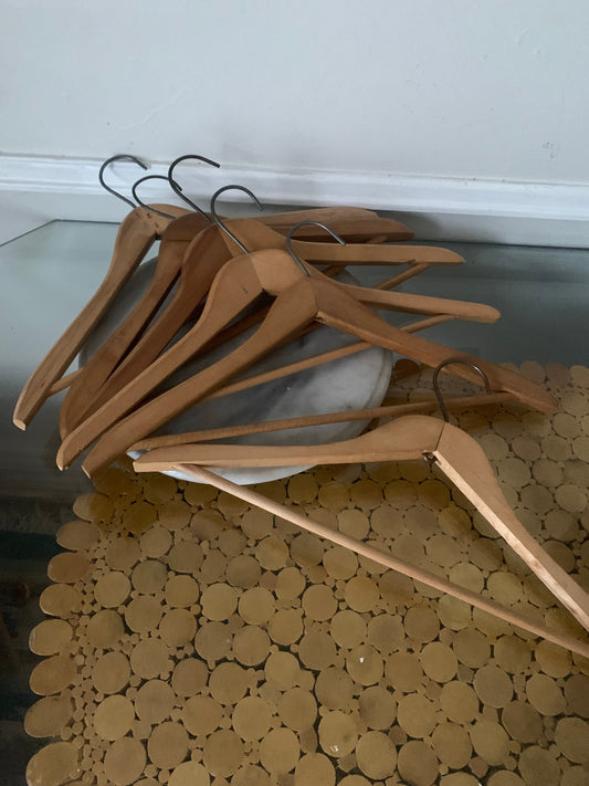 Set of 6 Vintage Wood Suit Hangers