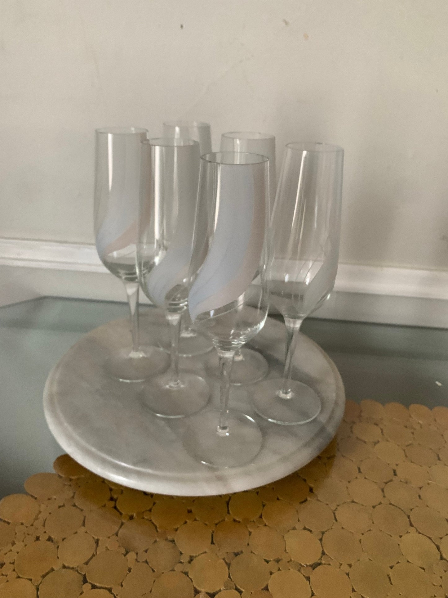 Set of 6 Retro Frosted Champagne Glasses