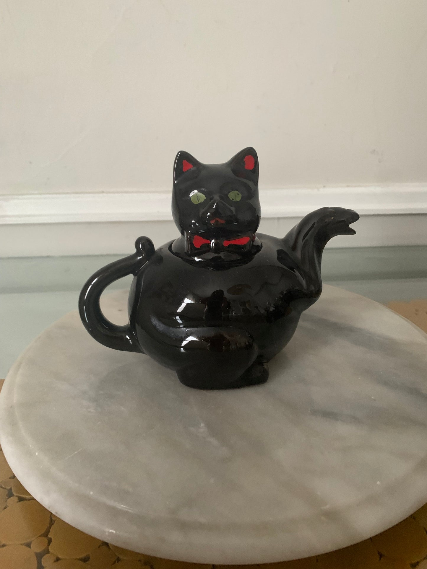 Vintage Ceramic Black Cat Teapot