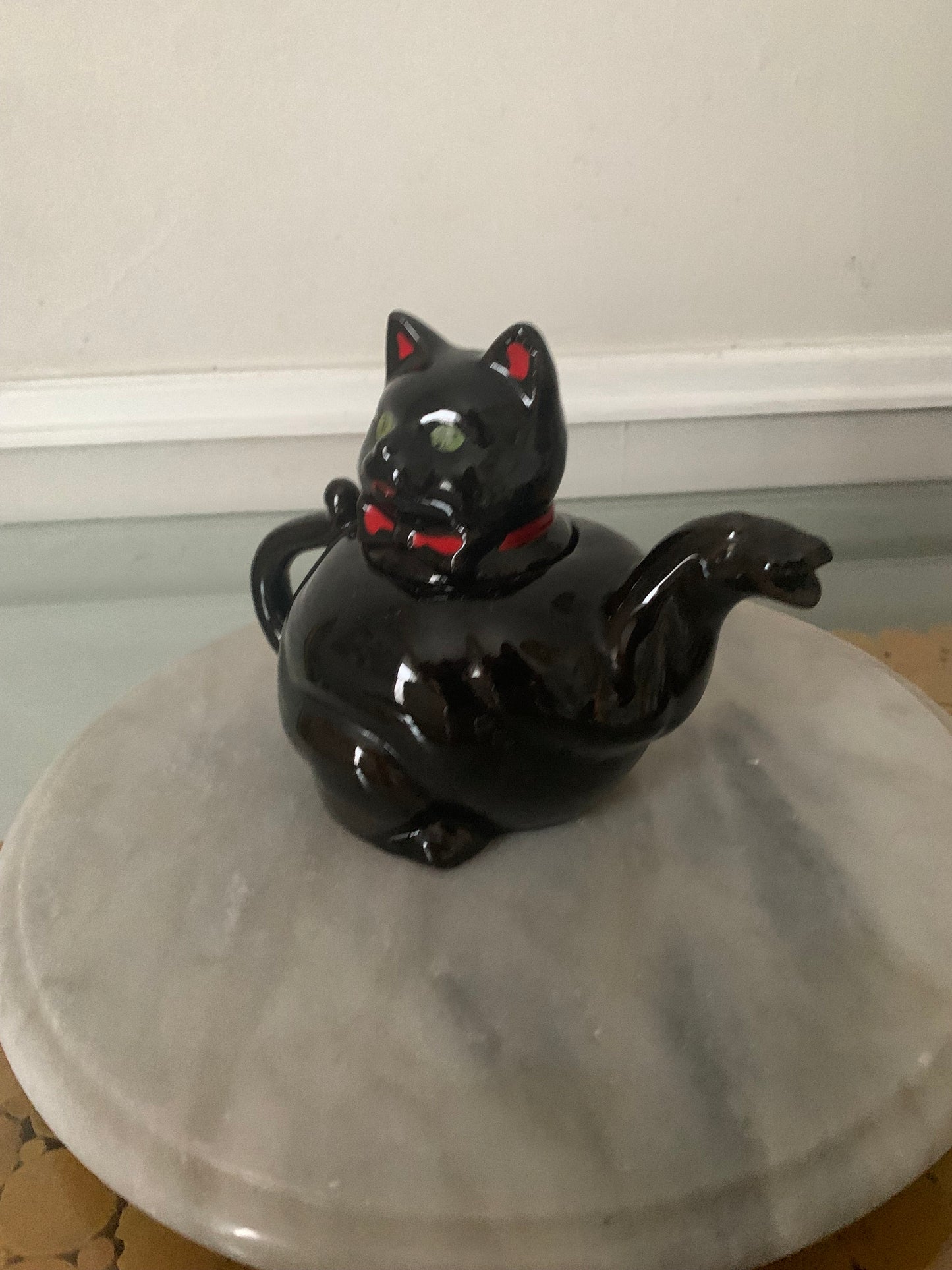 Vintage Ceramic Black Cat Teapot