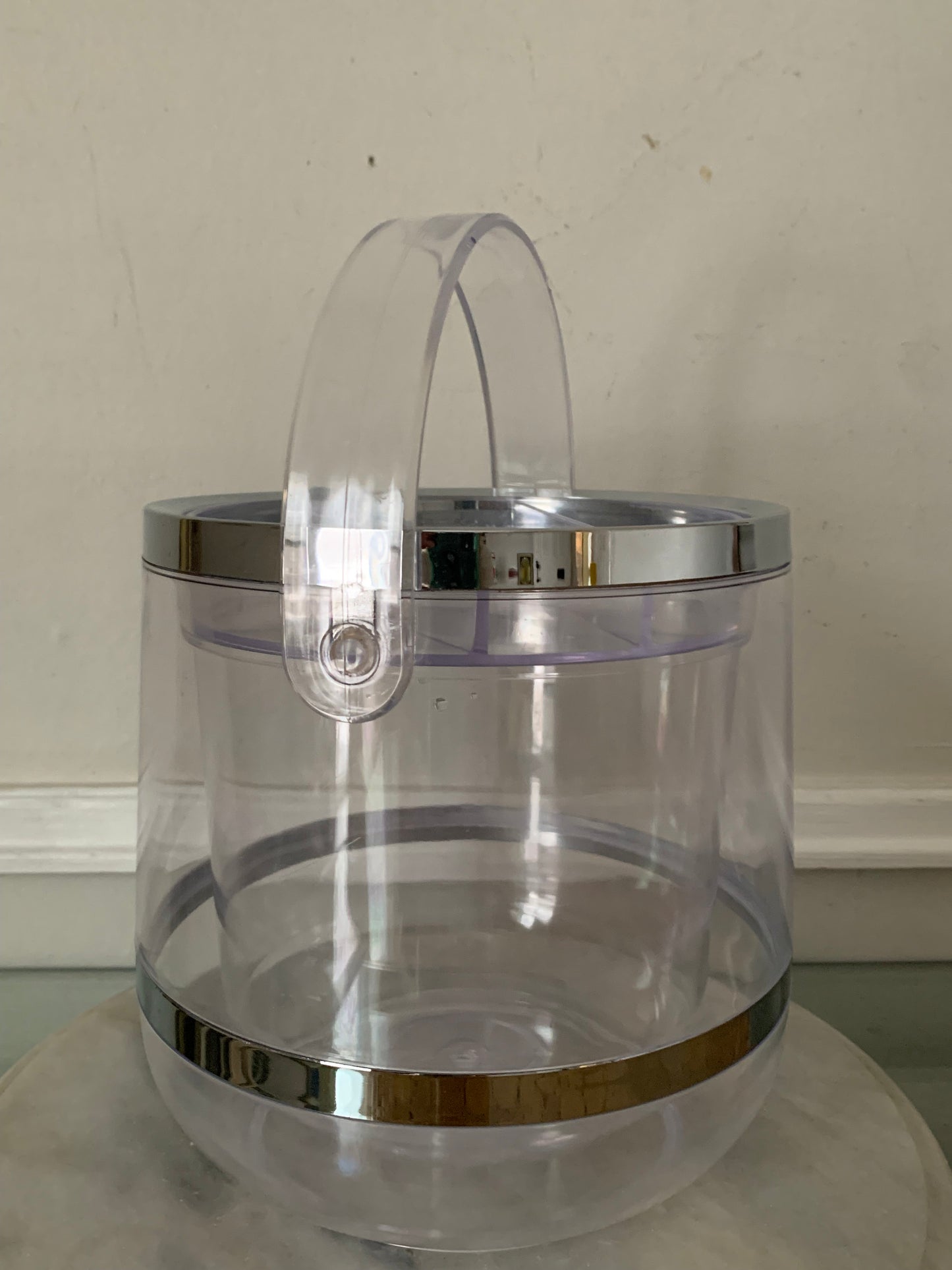 MCM Clear Acrylic Ice Bucket with Silver Detail