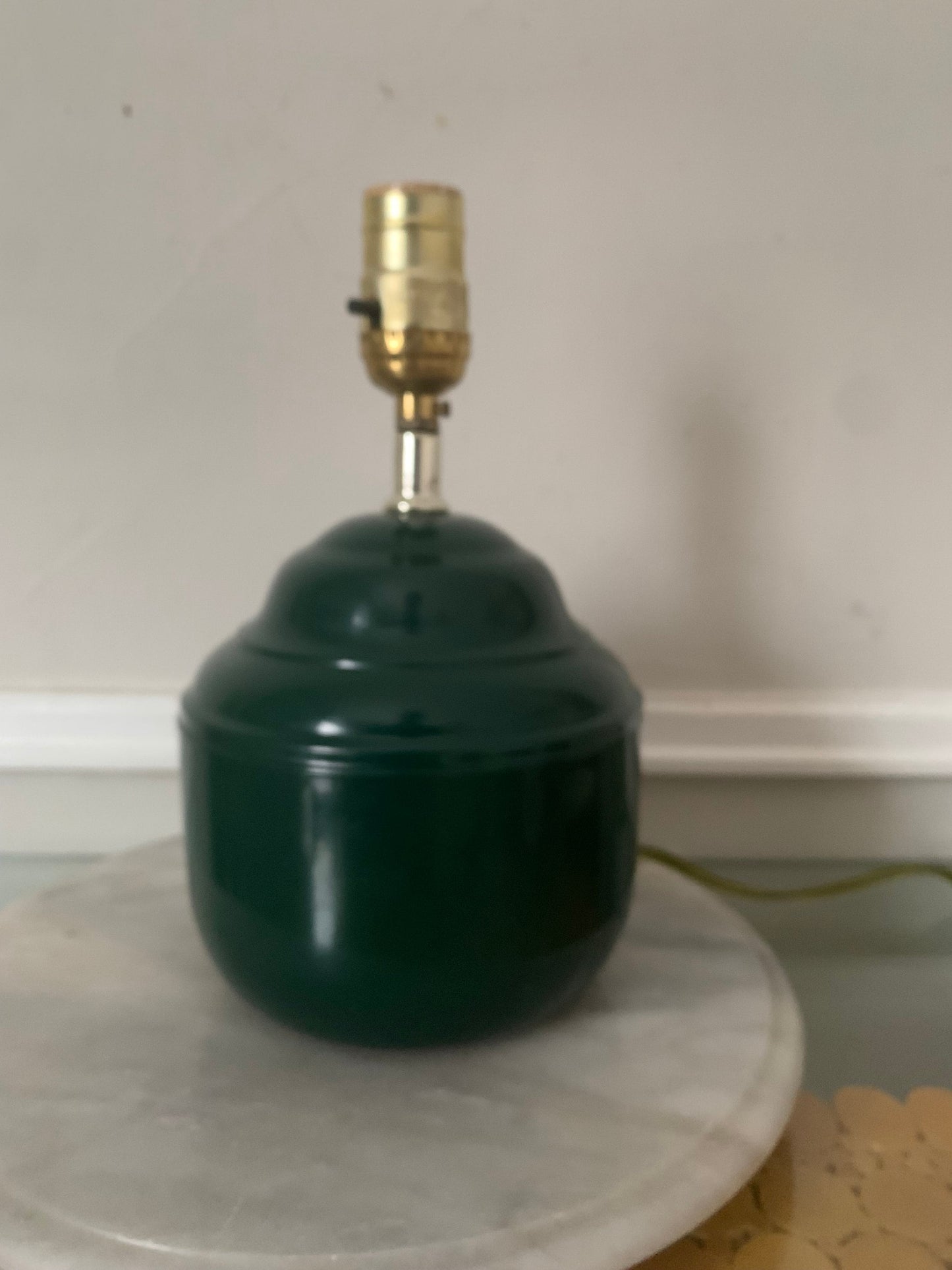 Vintage Short Forrest Green Metal Lamp No Shade