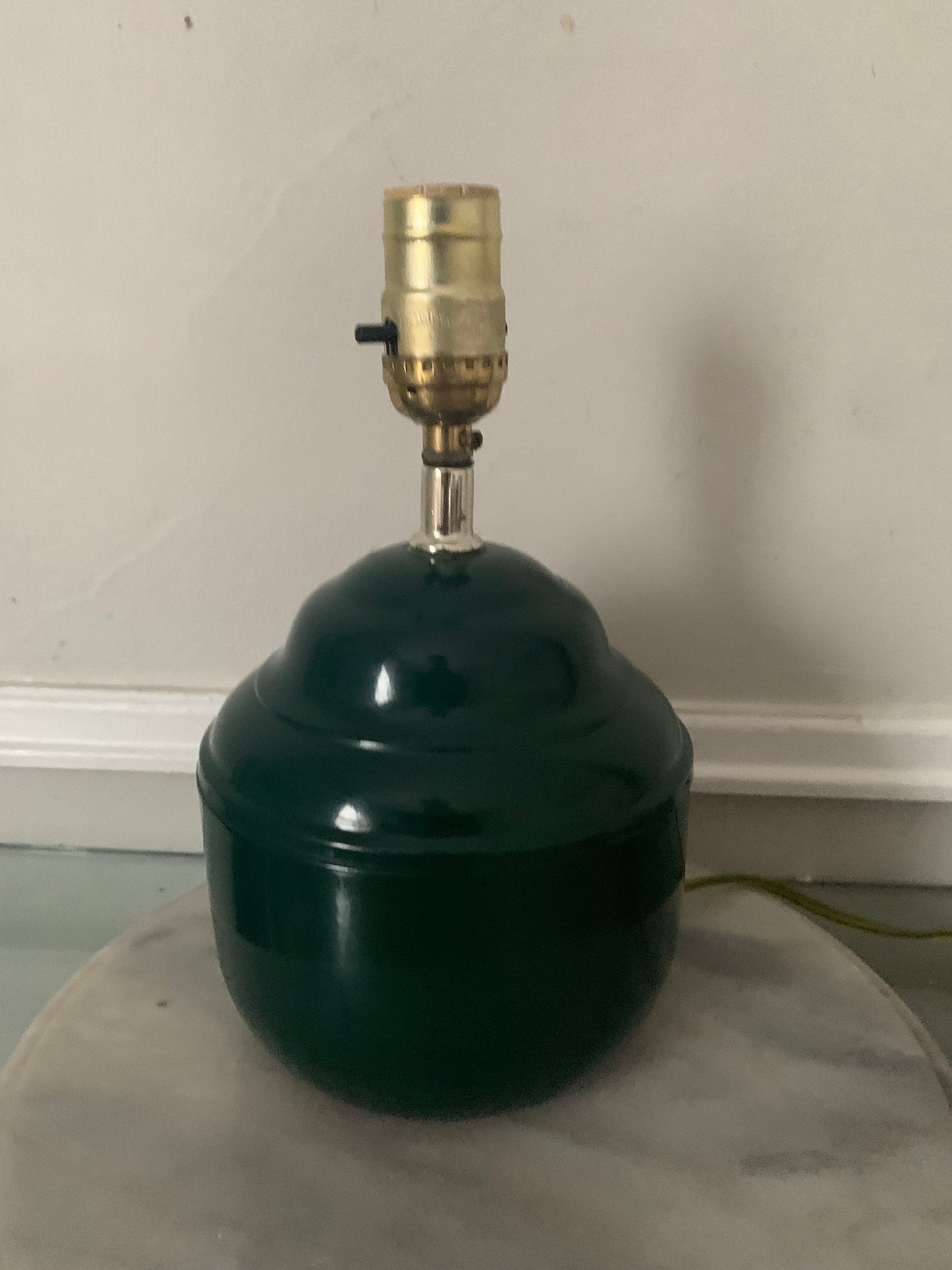 Vintage Short Forrest Green Metal Lamp No Shade