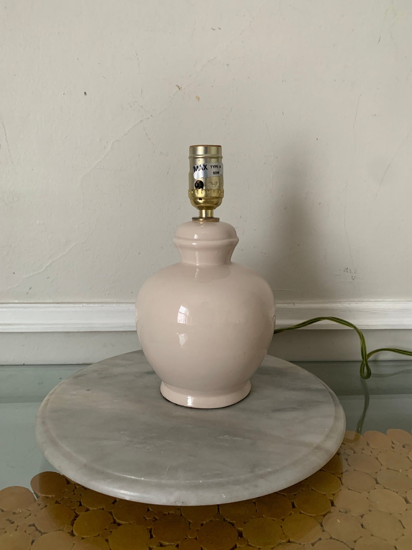 Small Retro Cream Ceramic Ginger Jar Lamp No Shade
