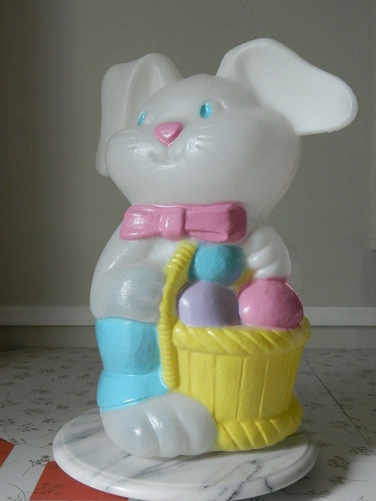 Vintage Hard Plastic Easter Bunny Blow Mold Made in Canada