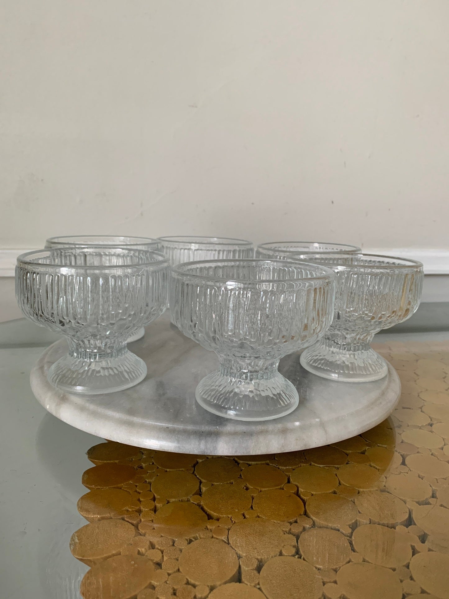 Set of 6 Vintage Indiana Glass "Crystal Ice" Footed Dessert Dishes