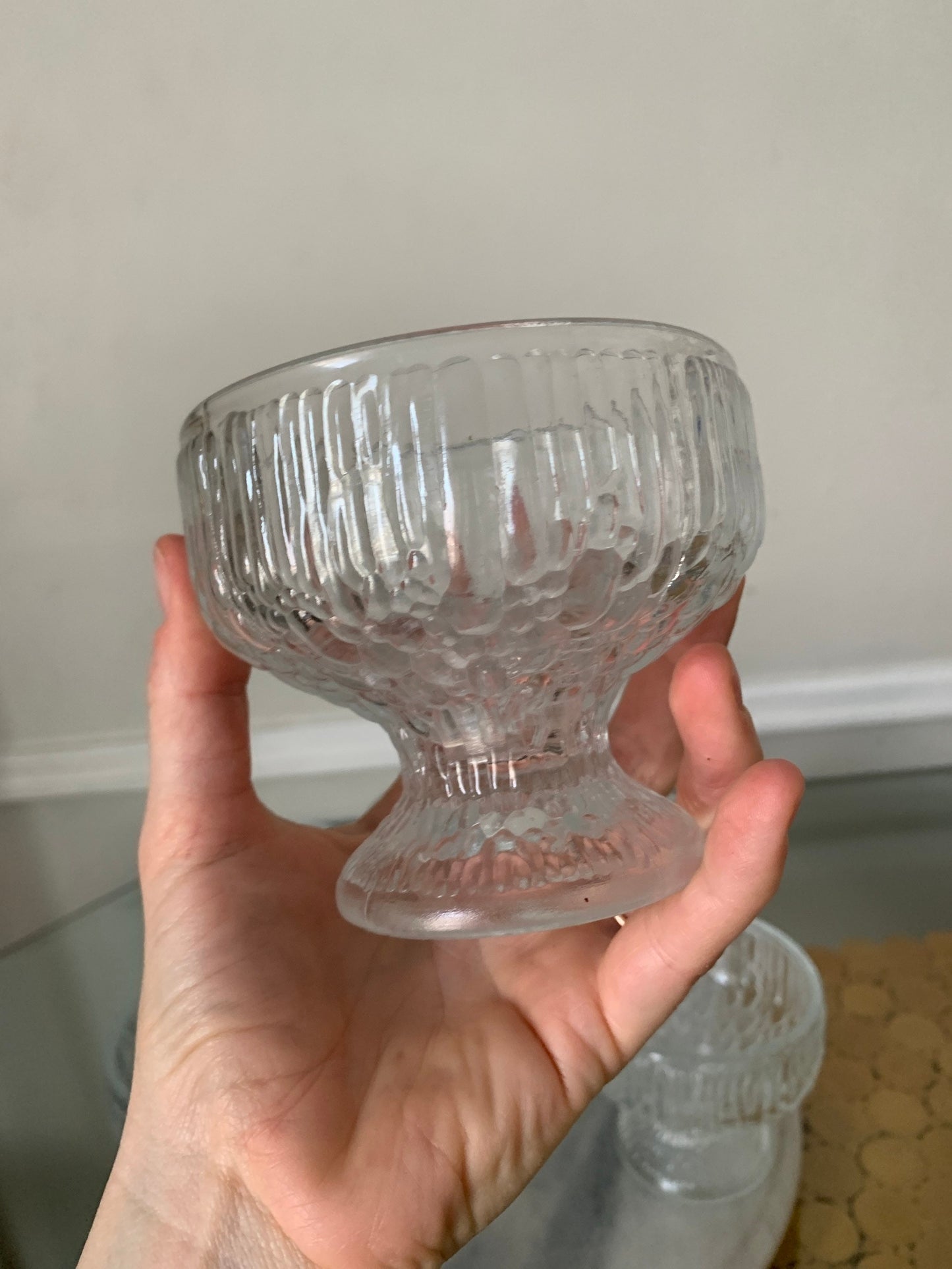 Set of 6 Vintage Indiana Glass "Crystal Ice" Footed Dessert Dishes