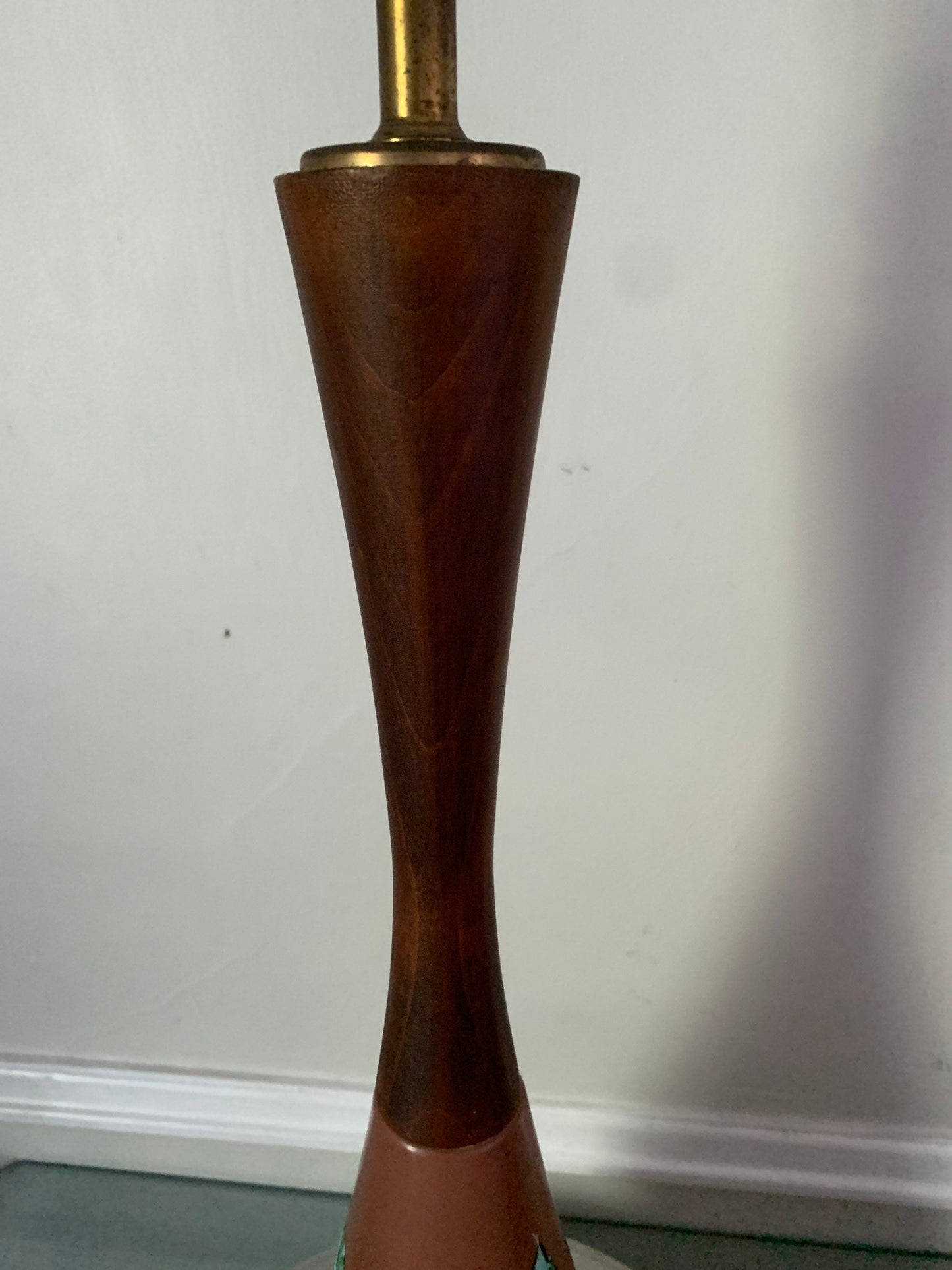 Tall MCM Herta Gertz Pottery Lamp with Teak Shade not Included