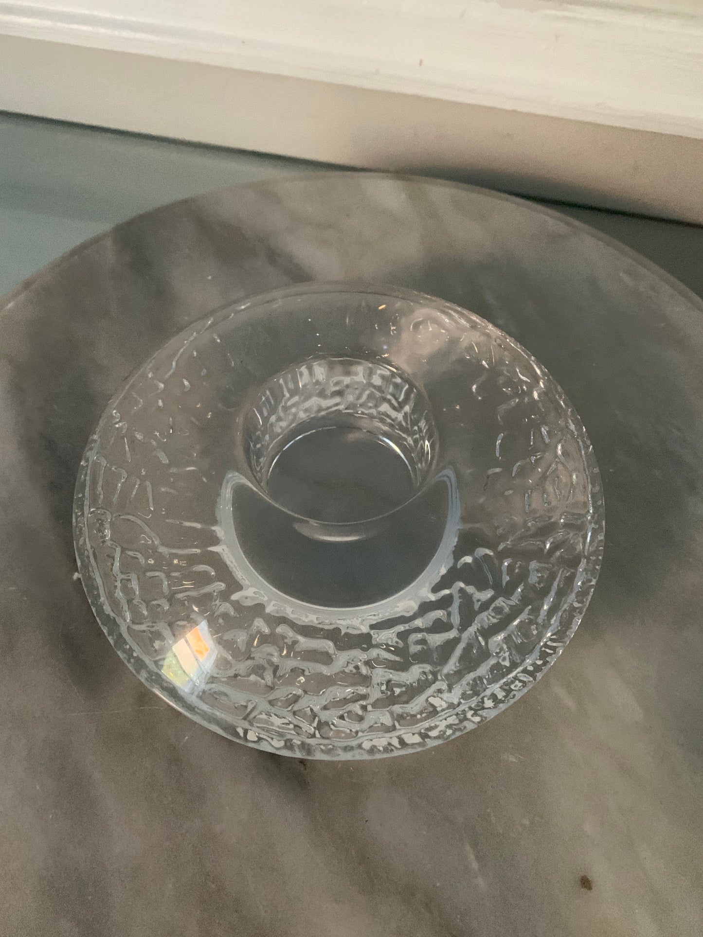 Vintage Clear Orrefors Discus Votive Candle Holder