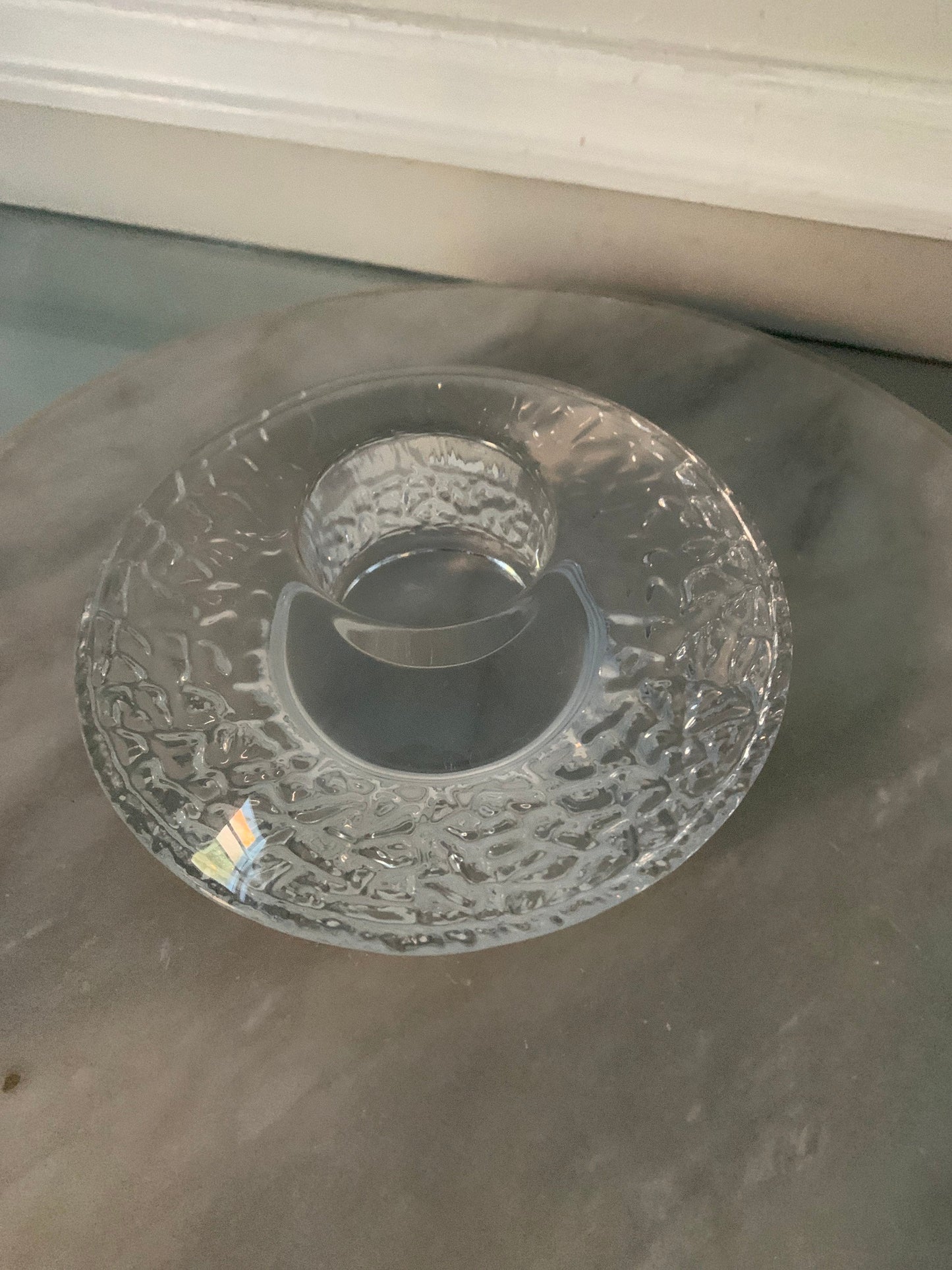 Vintage Clear Orrefors Discus Votive Candle Holder