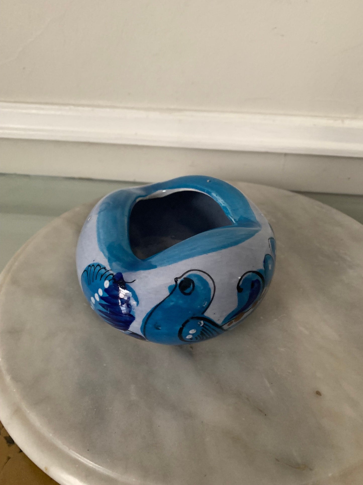 Vintage  Blue Bird Ceramic Tonala Ashtray /Made in Mexico