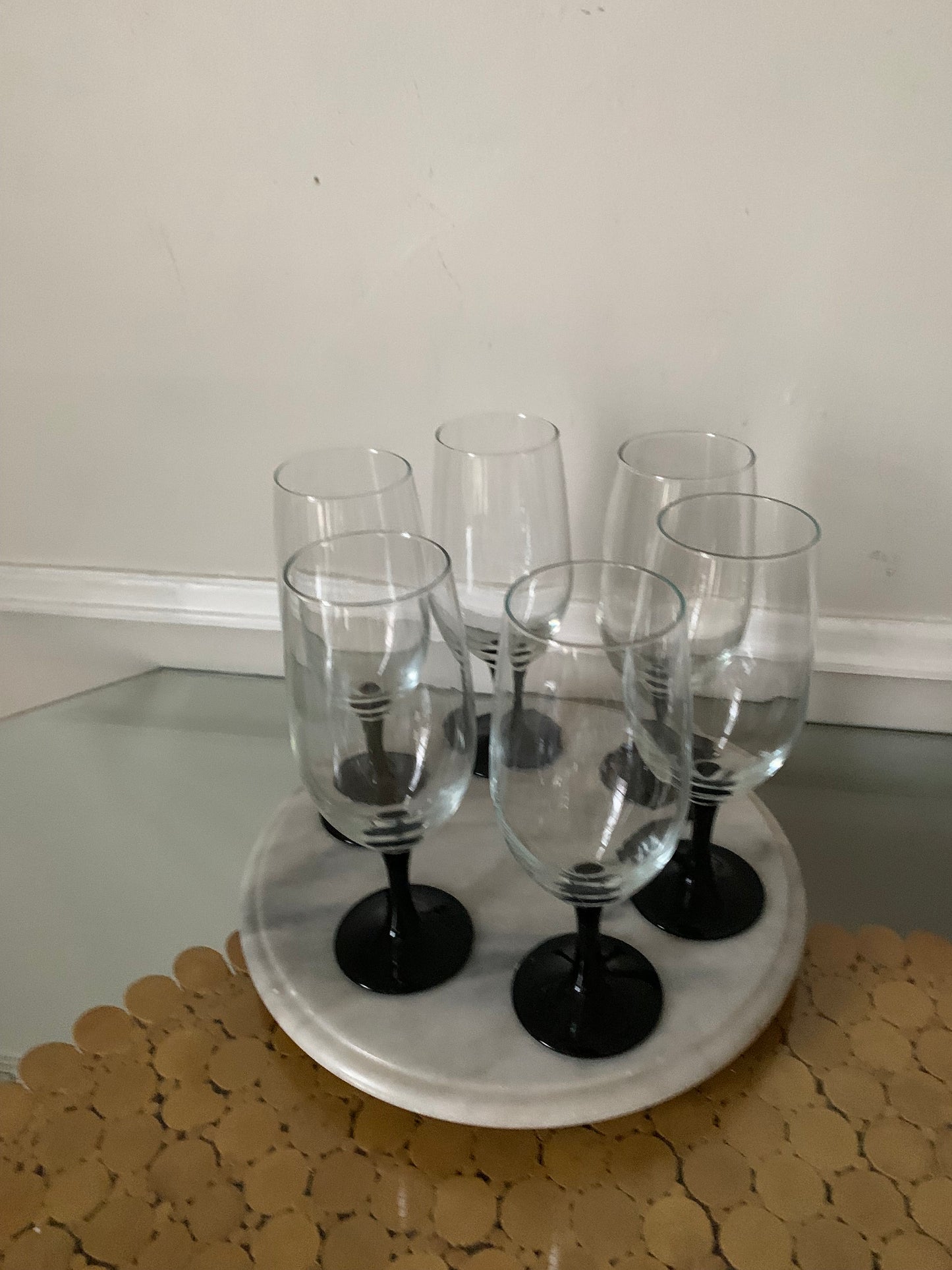Set of 8 Retro Black Stem Iced Tea Glasses 16 oz Cristal D'Arques