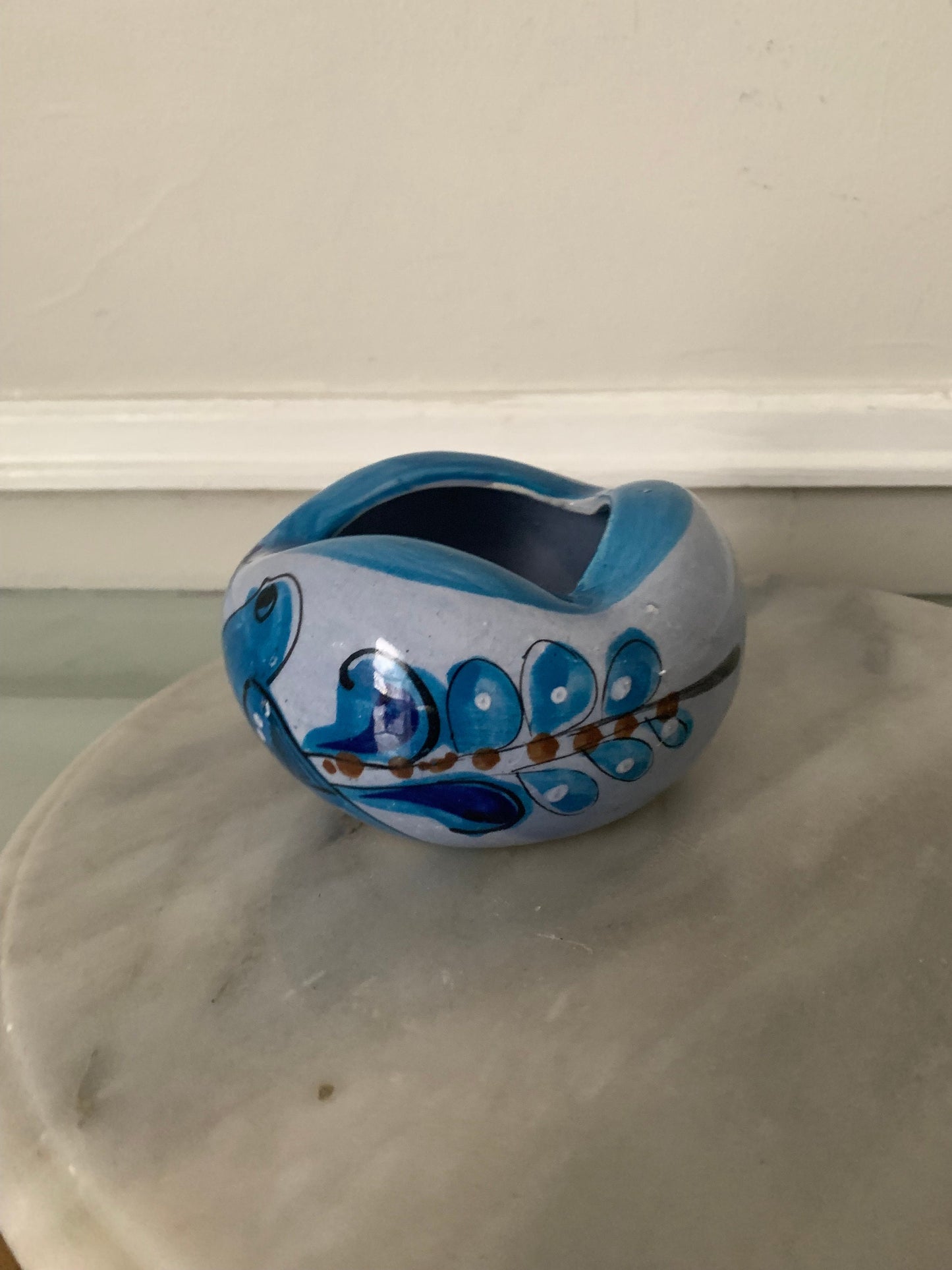 Vintage  Blue Bird Ceramic Tonala Ashtray /Made in Mexico