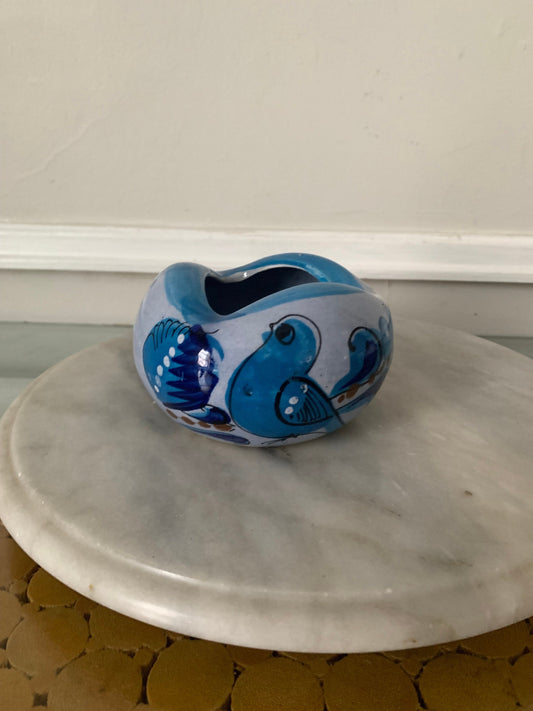 Vintage  Blue Bird Ceramic Tonala Ashtray /Made in Mexico