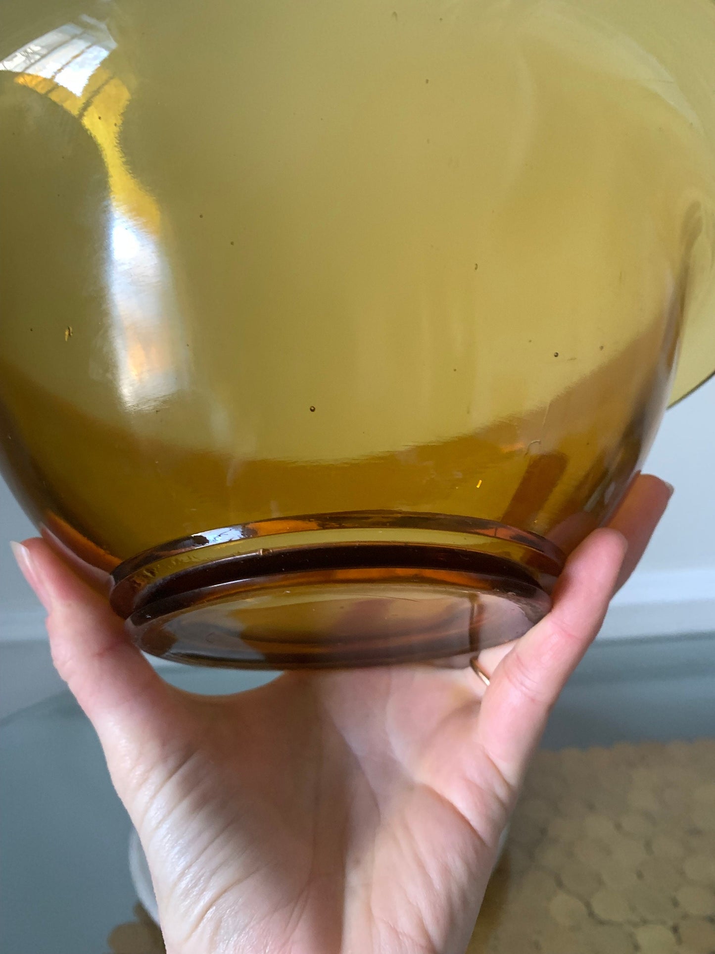 Vintage Medium Yellow Rolled Rim Glass Bowl