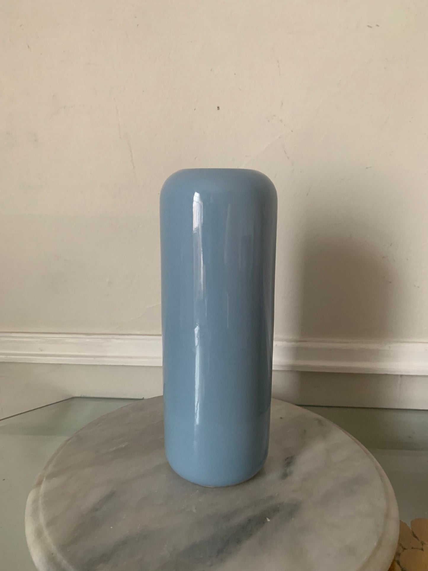 Retro Tall Baby Blue Glazed Ceramic Vase Made in Canada
