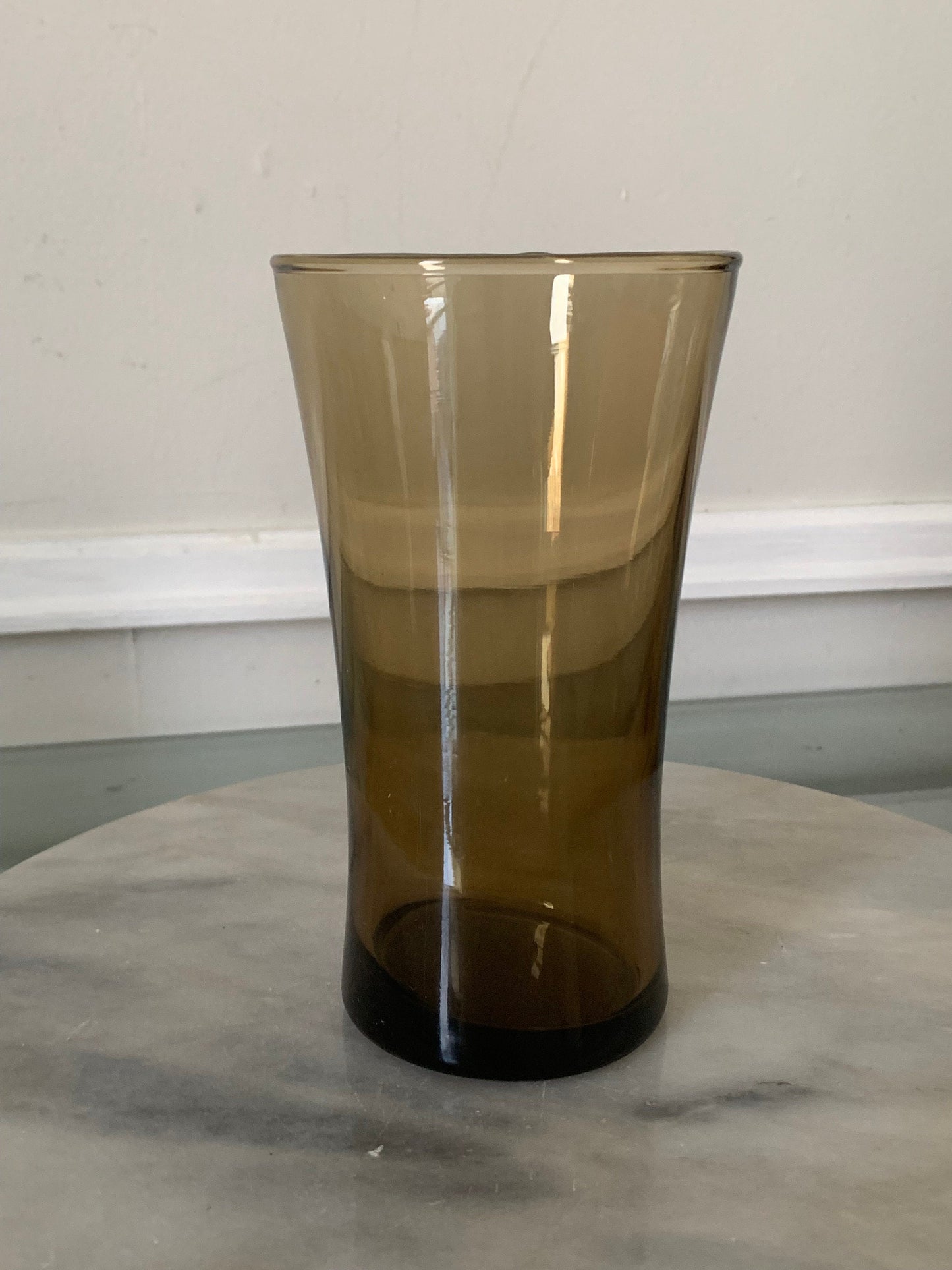 Set of 8 VIntage Tall Flared Anchor Hocking Linden Mocha Large Tumblers 16 oz.