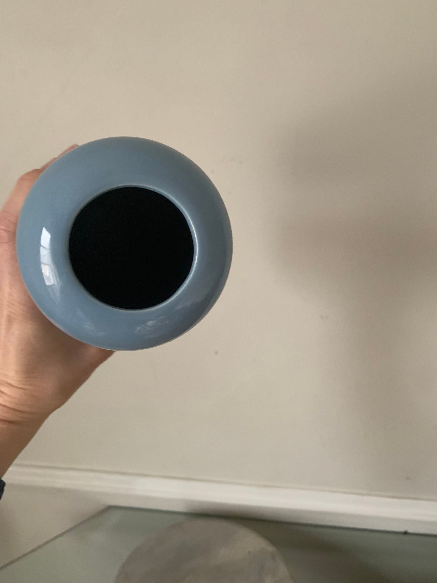 Retro Tall Baby Blue Glazed Ceramic Vase Made in Canada