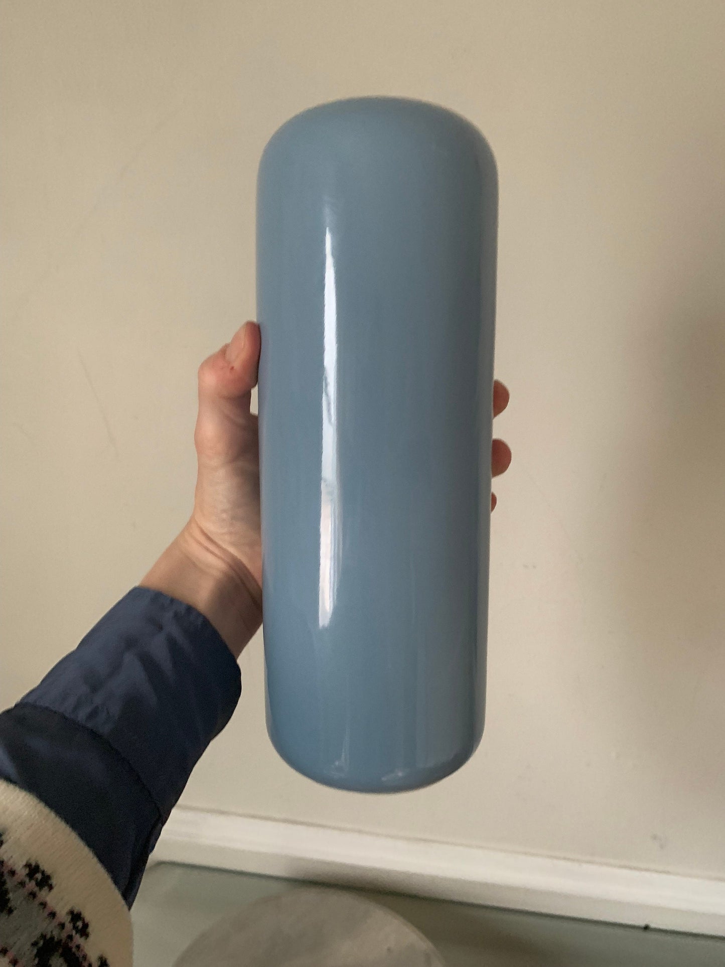 Retro Tall Baby Blue Glazed Ceramic Vase Made in Canada