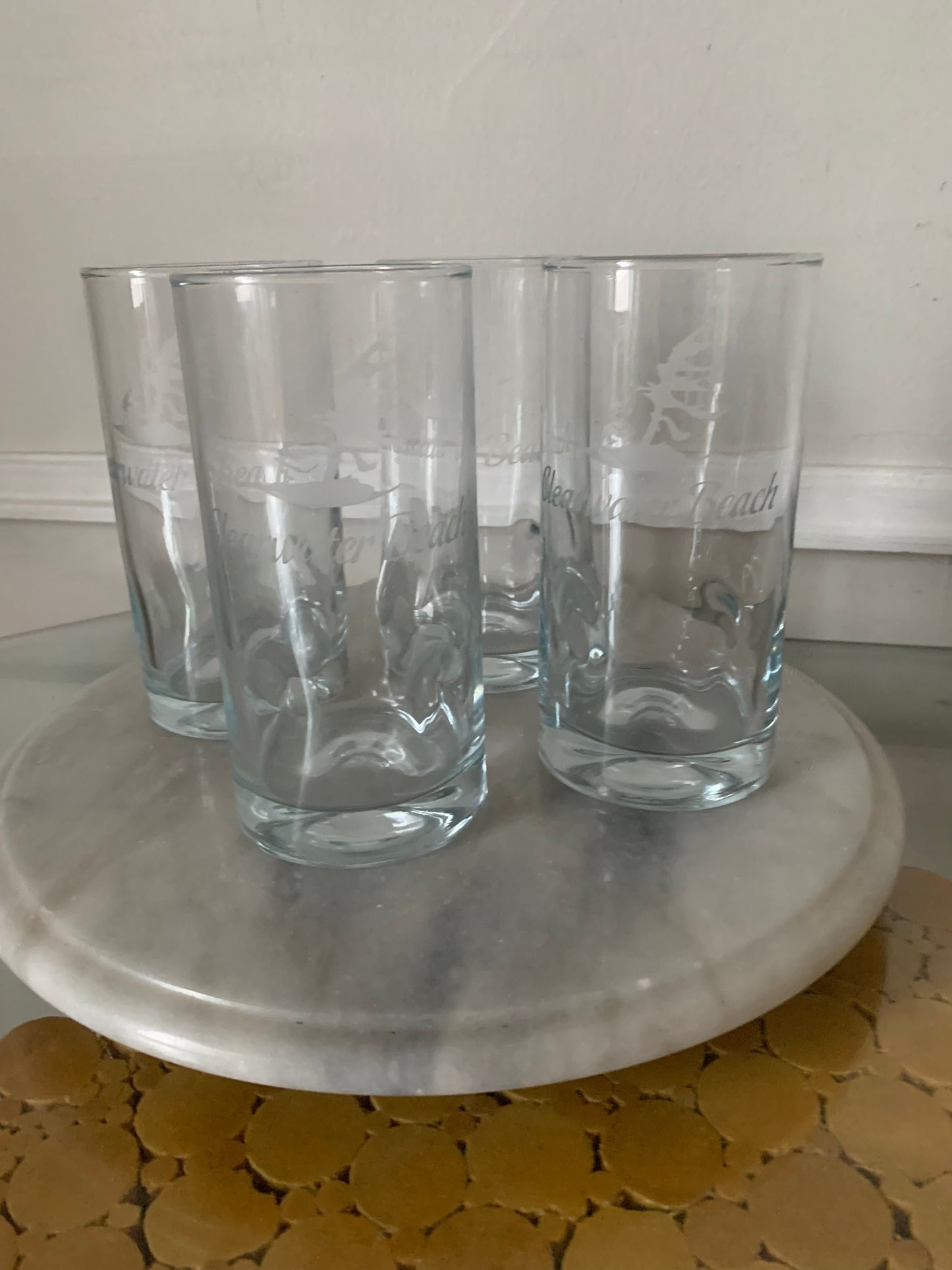 Set of 4 Heavy Dimpled Clearwater Beach Tumblers