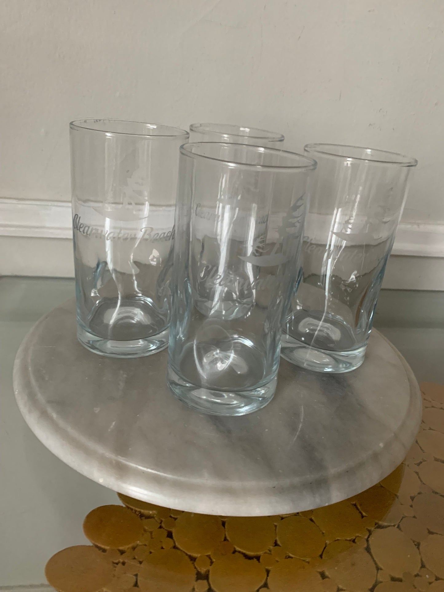 Set of 4 Heavy Dimpled Clearwater Beach Tumblers