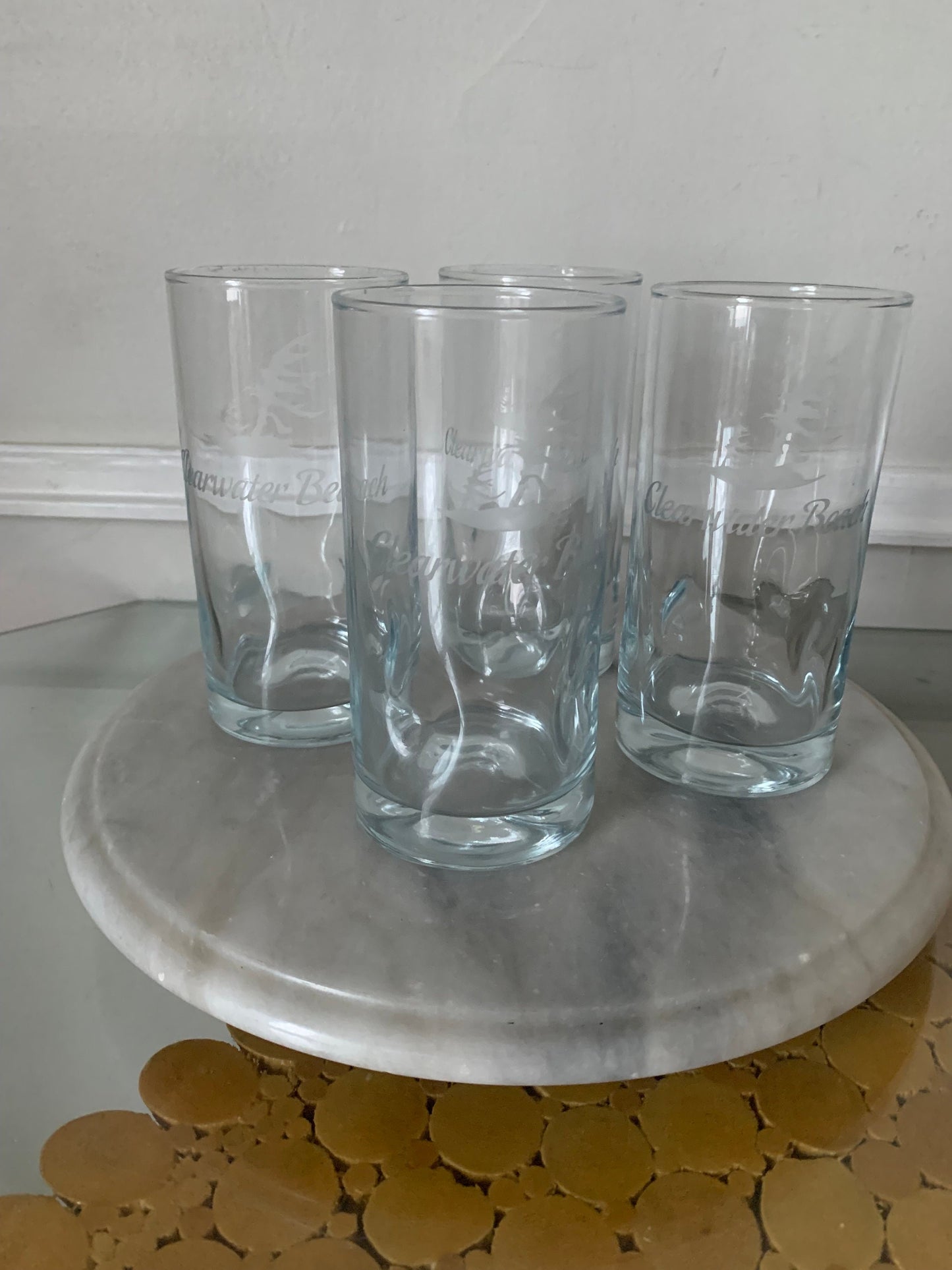 Set of 4 Heavy Dimpled Clearwater Beach Tumblers