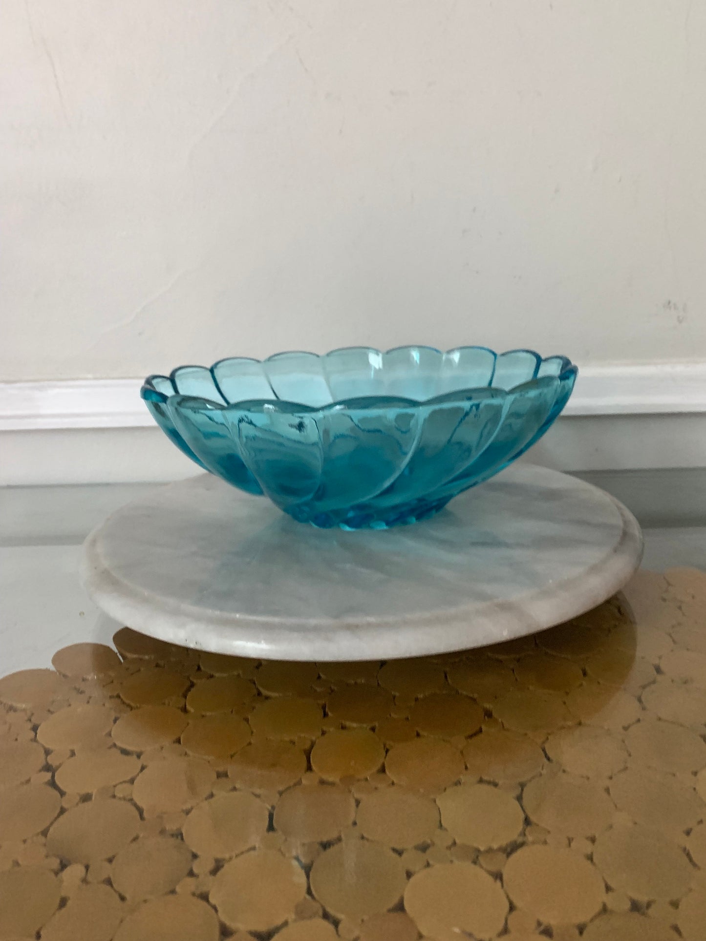 Retro Blue Arocoroc Swirl Glass Bowl Made in France