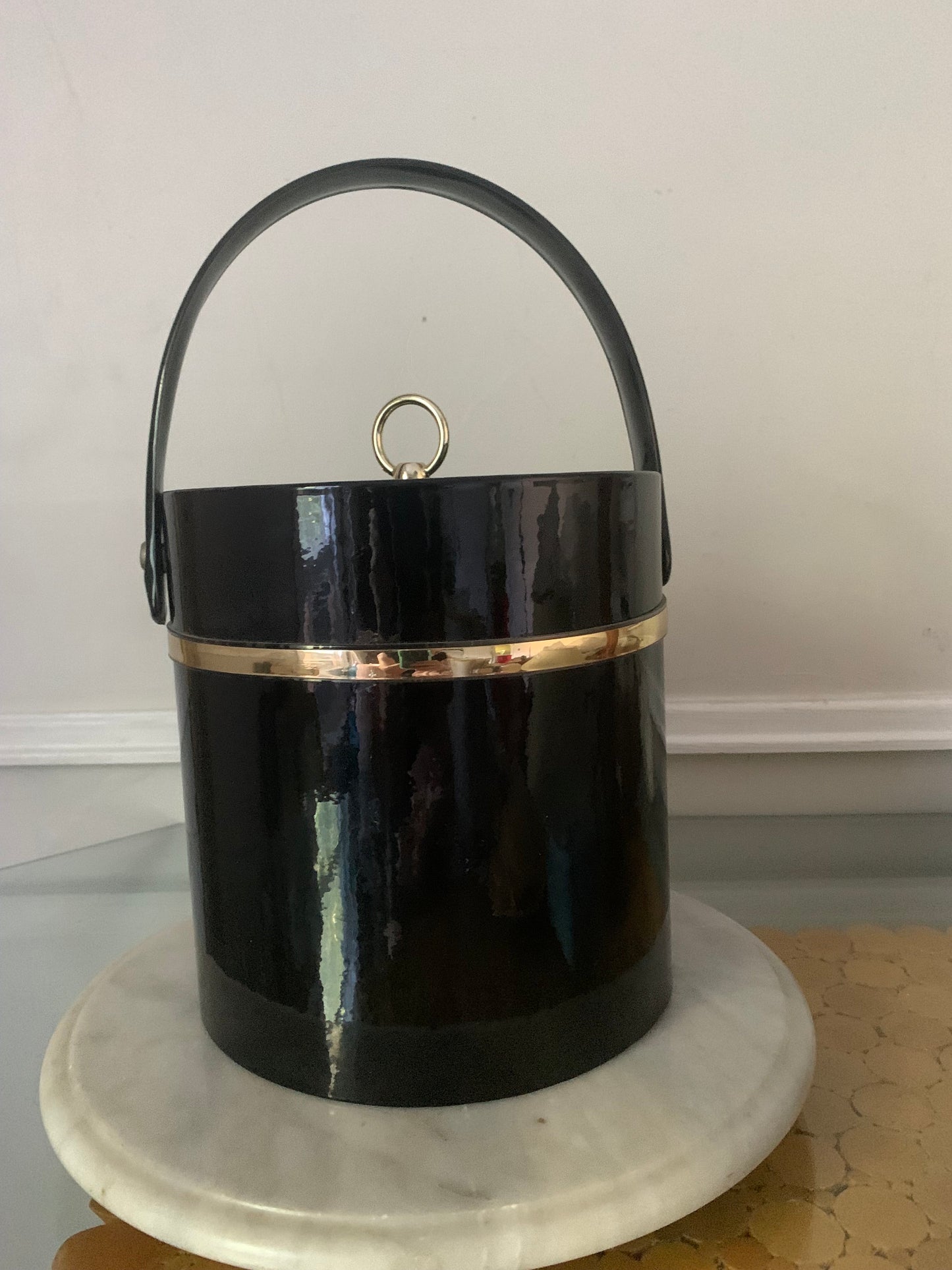 MCM Black Patent Leather Ice Bucket Made in USA