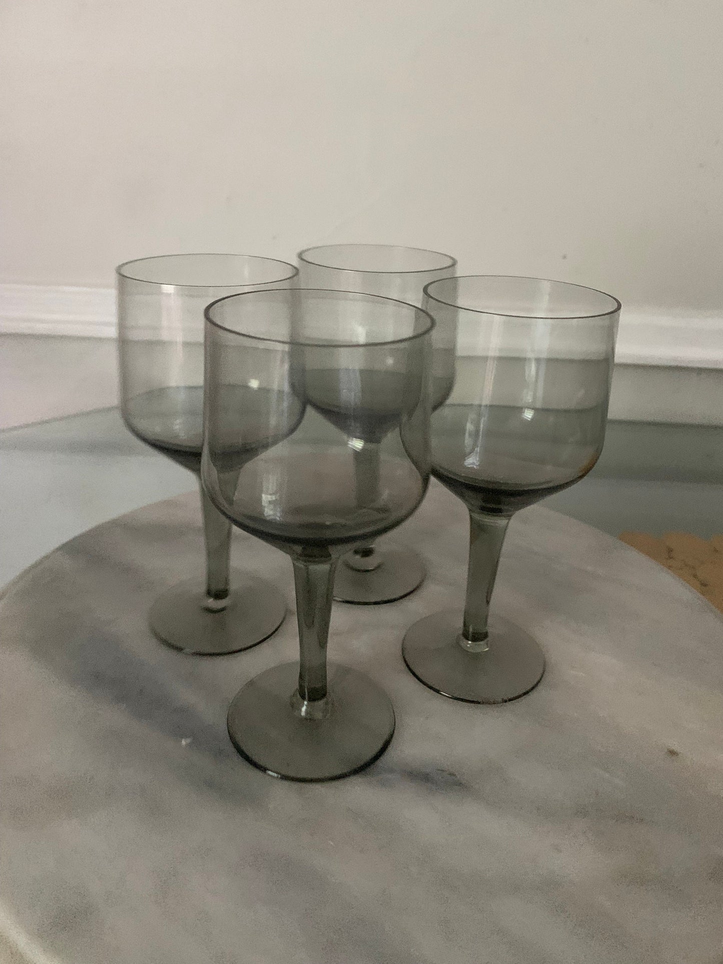 Set of 4 MCM Short Smokey Gray Liqeuer Glasses