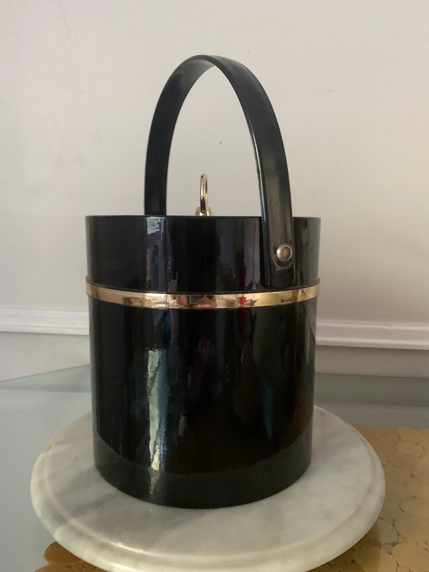 MCM Black Patent Leather Ice Bucket Made in USA
